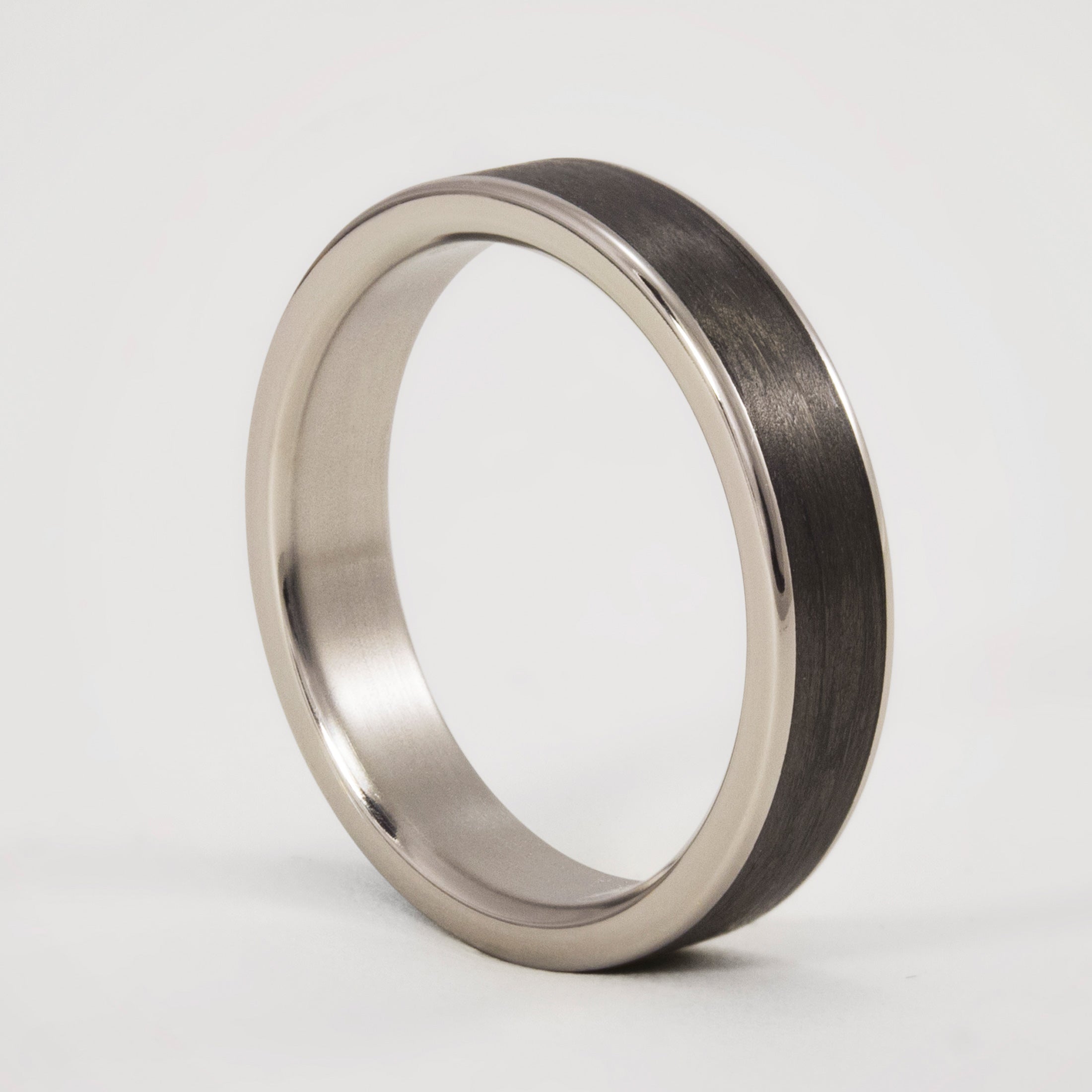 Carbon fiber and polished titanium Women Ring
