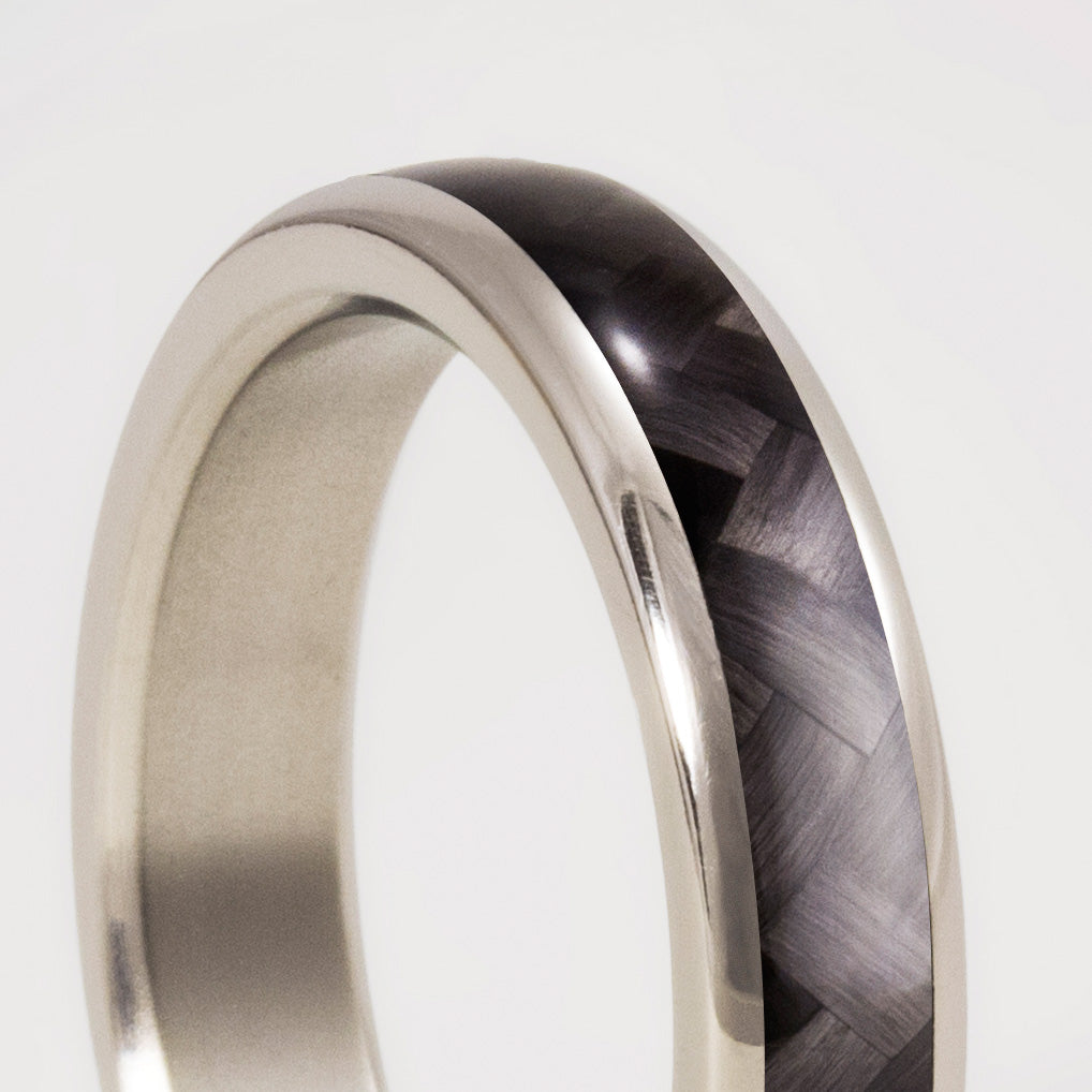 Twill carbon fiber and titanium women ring