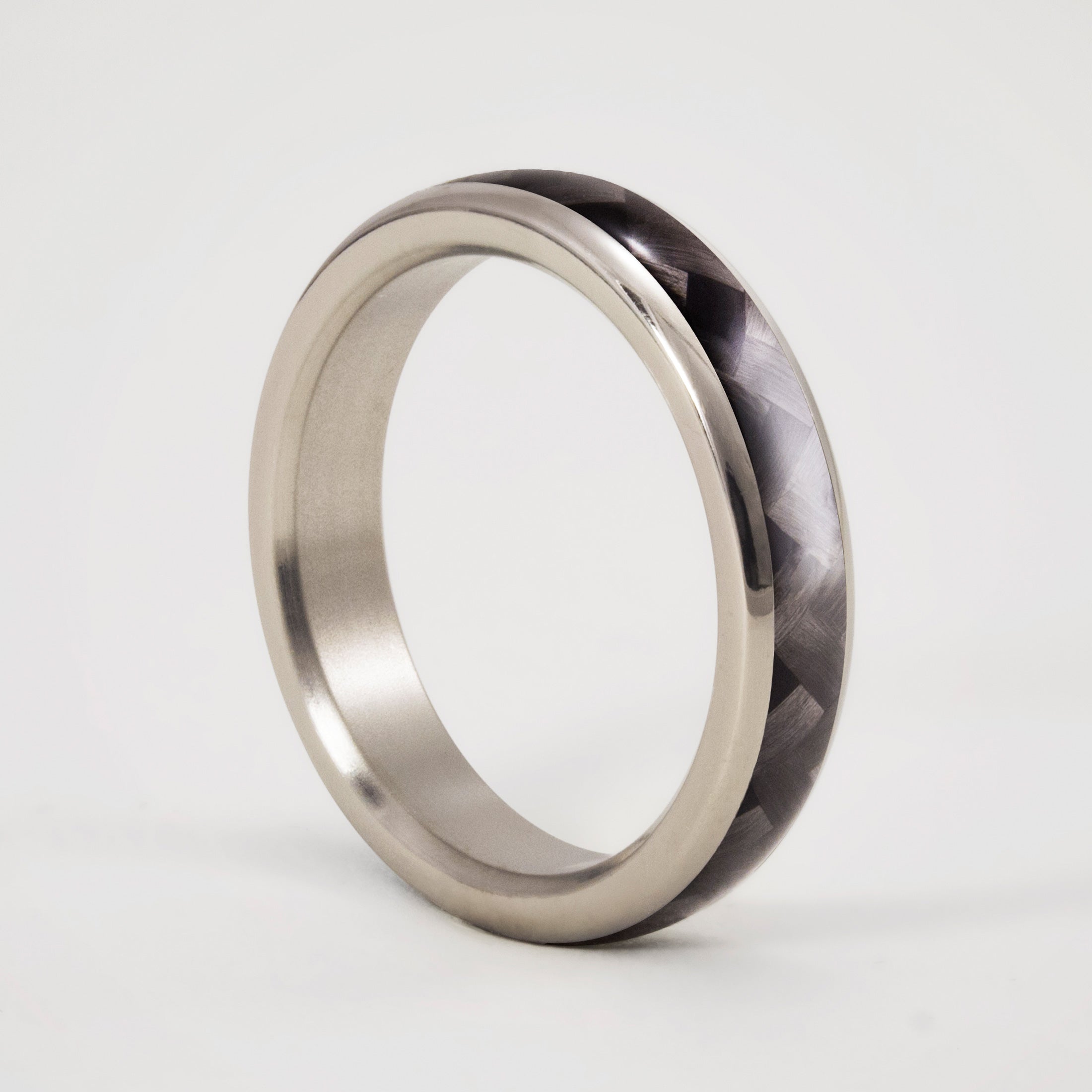 Twill carbon fiber and titanium women ring