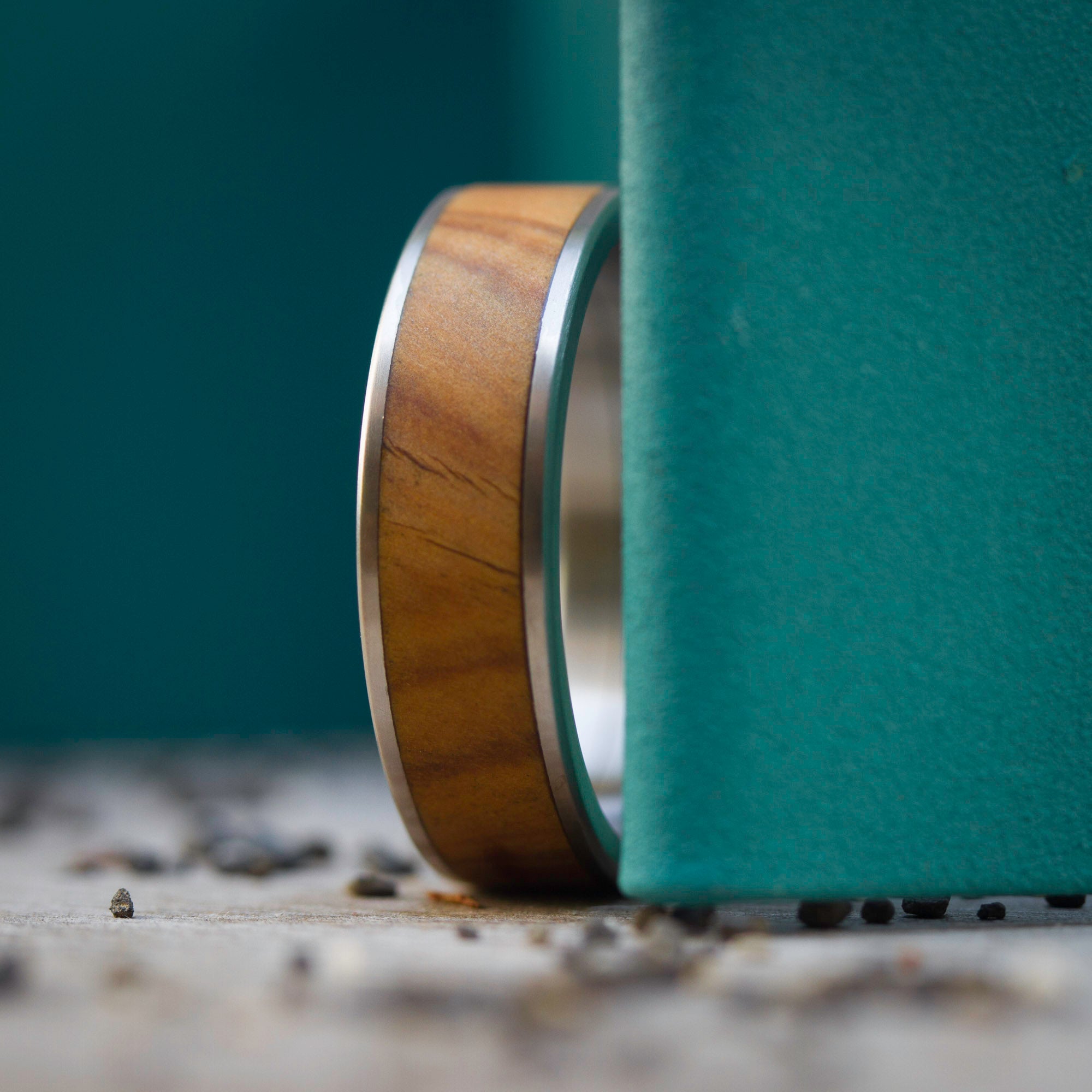wood and titanium parallels ring
