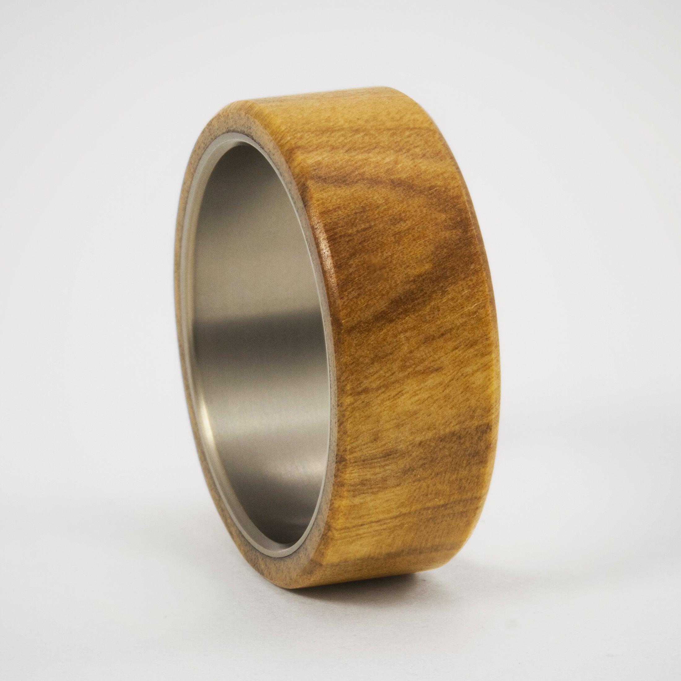 olive wood and titanium ring
