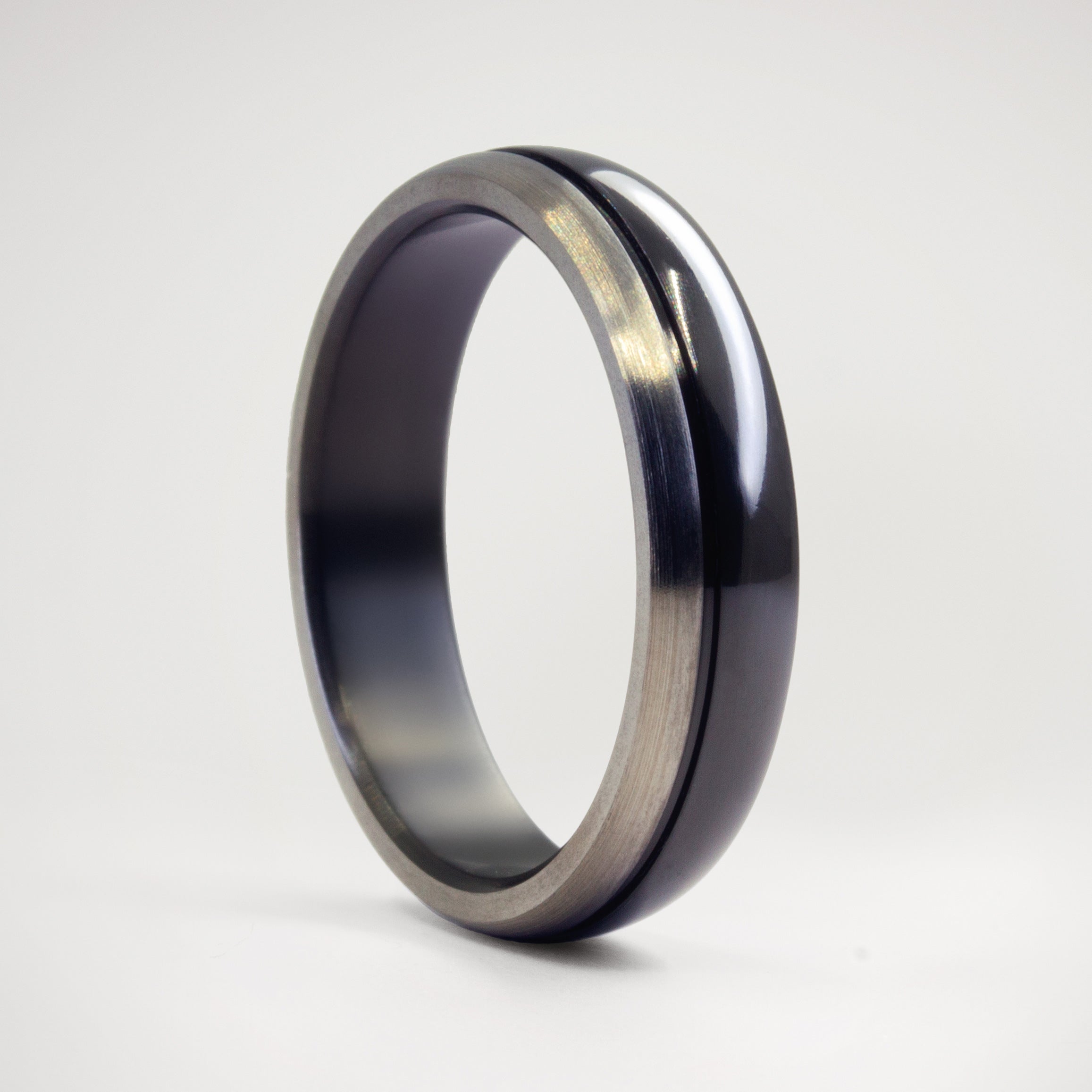 Brushed & Polished Zirconium Women Ring