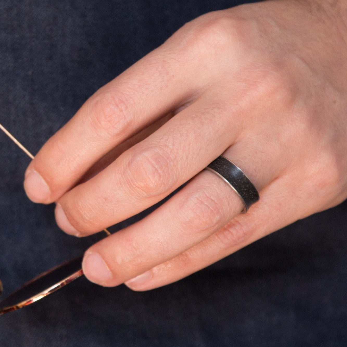 Black concrete and titanium Ring - Loreto Rings