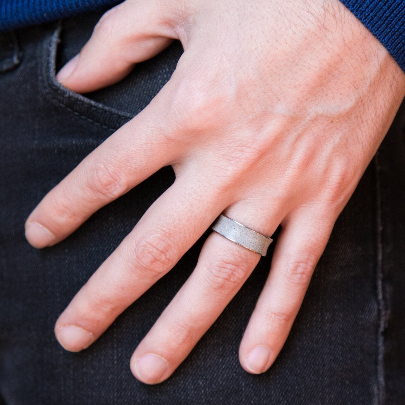 Grey concrete and titanium Ring - Loreto Rings