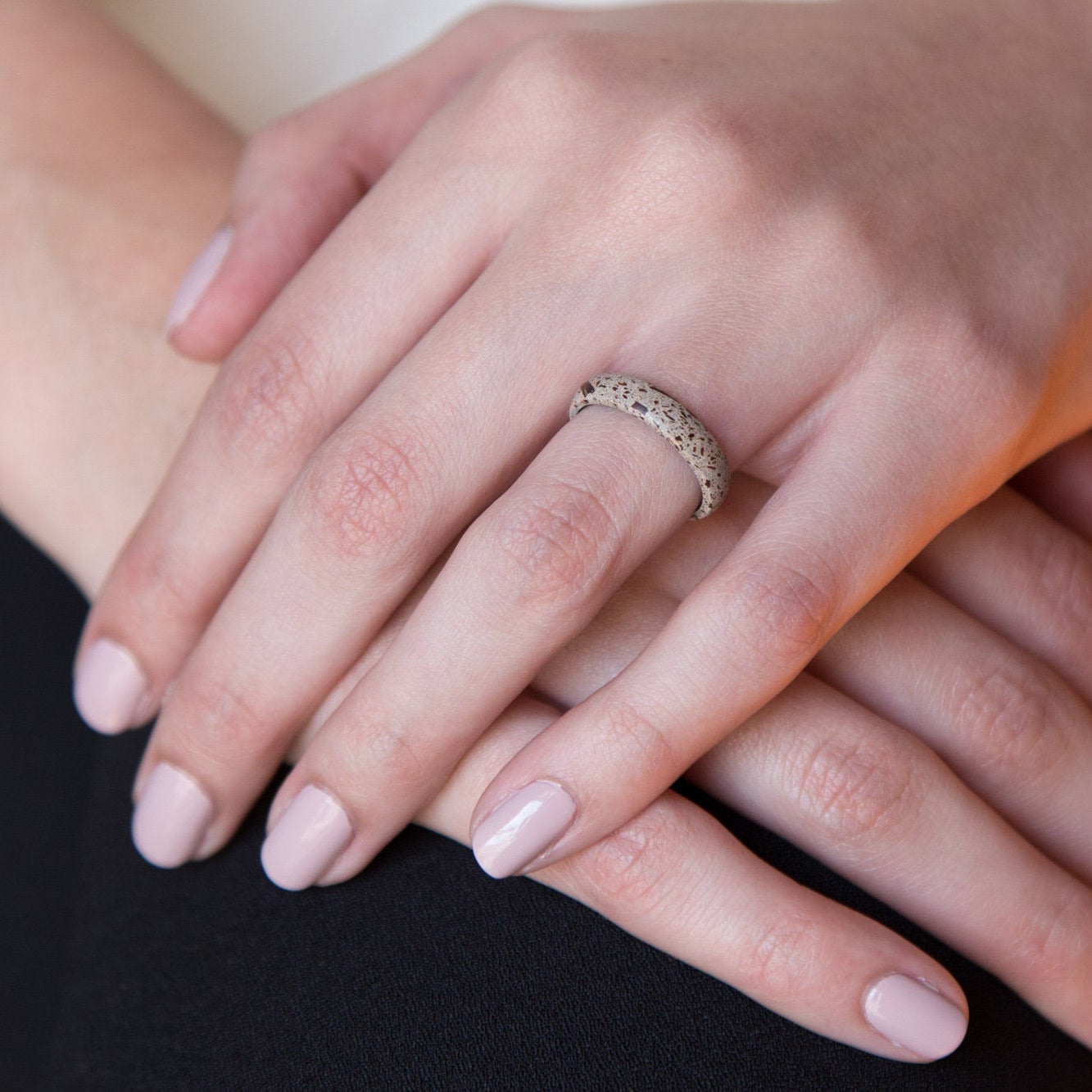 Round concrete blended with lapacho wood Ring - Loreto Rings
