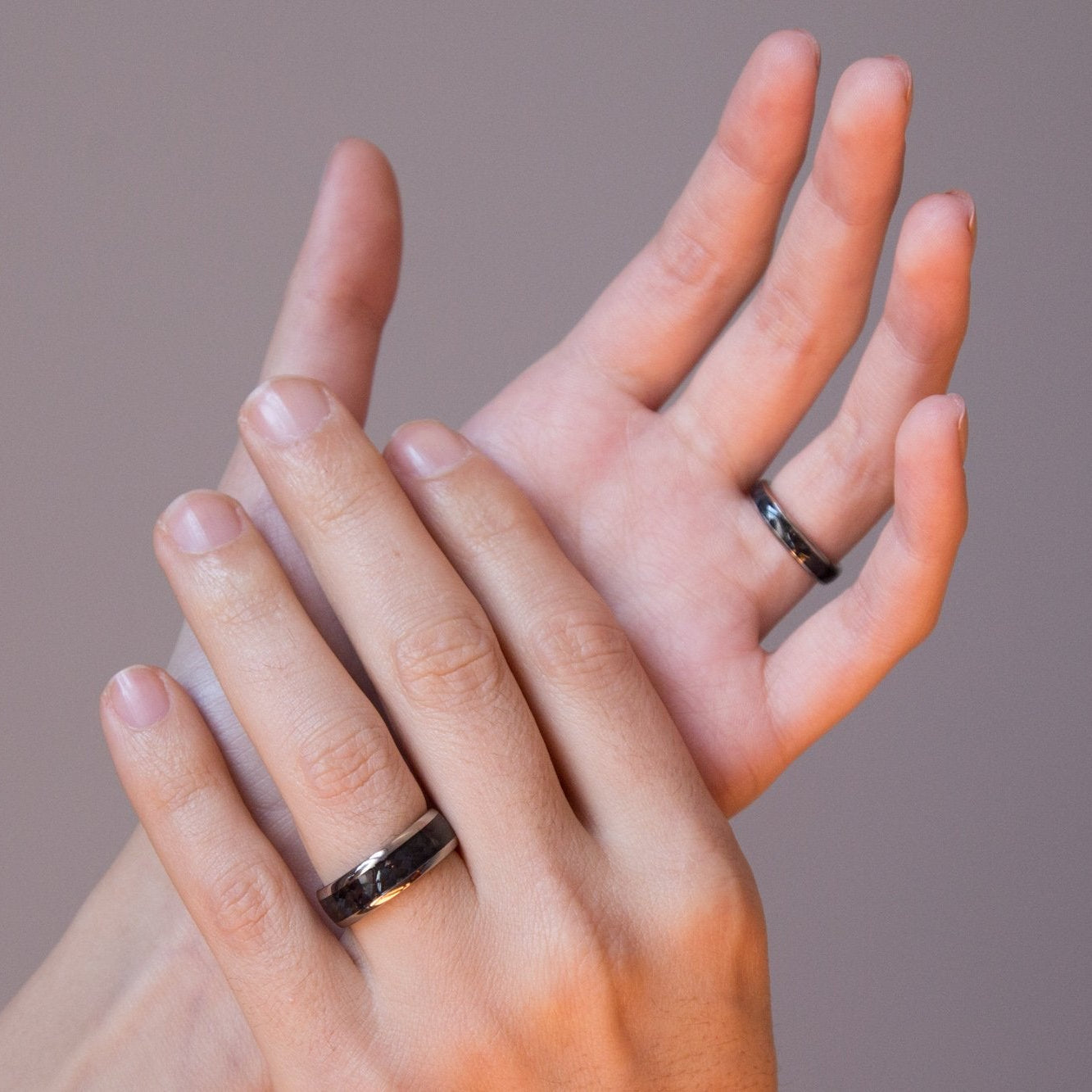 Polished carbon fiber and titanium edges Ring - Loreto Rings