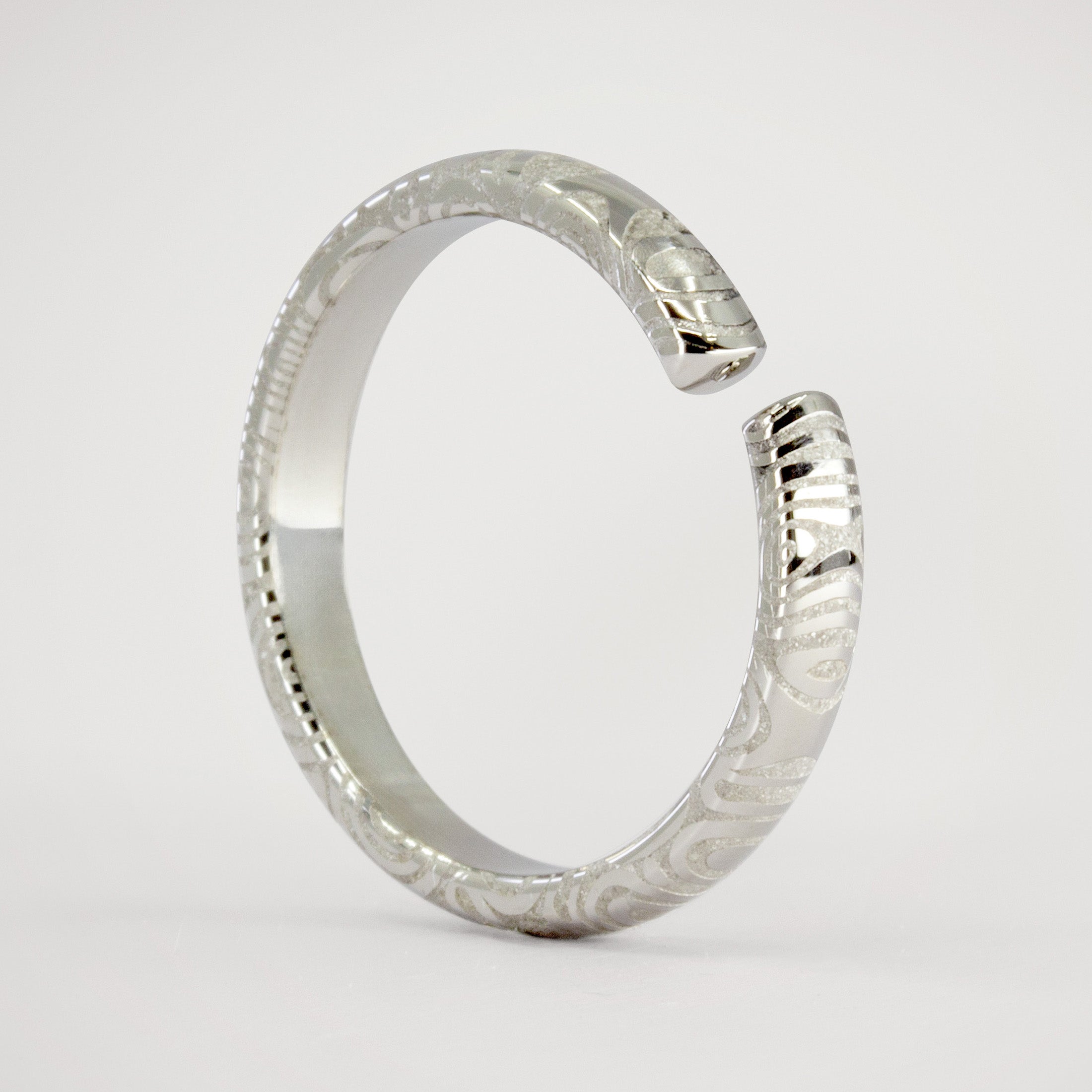 Split damascus steel ring