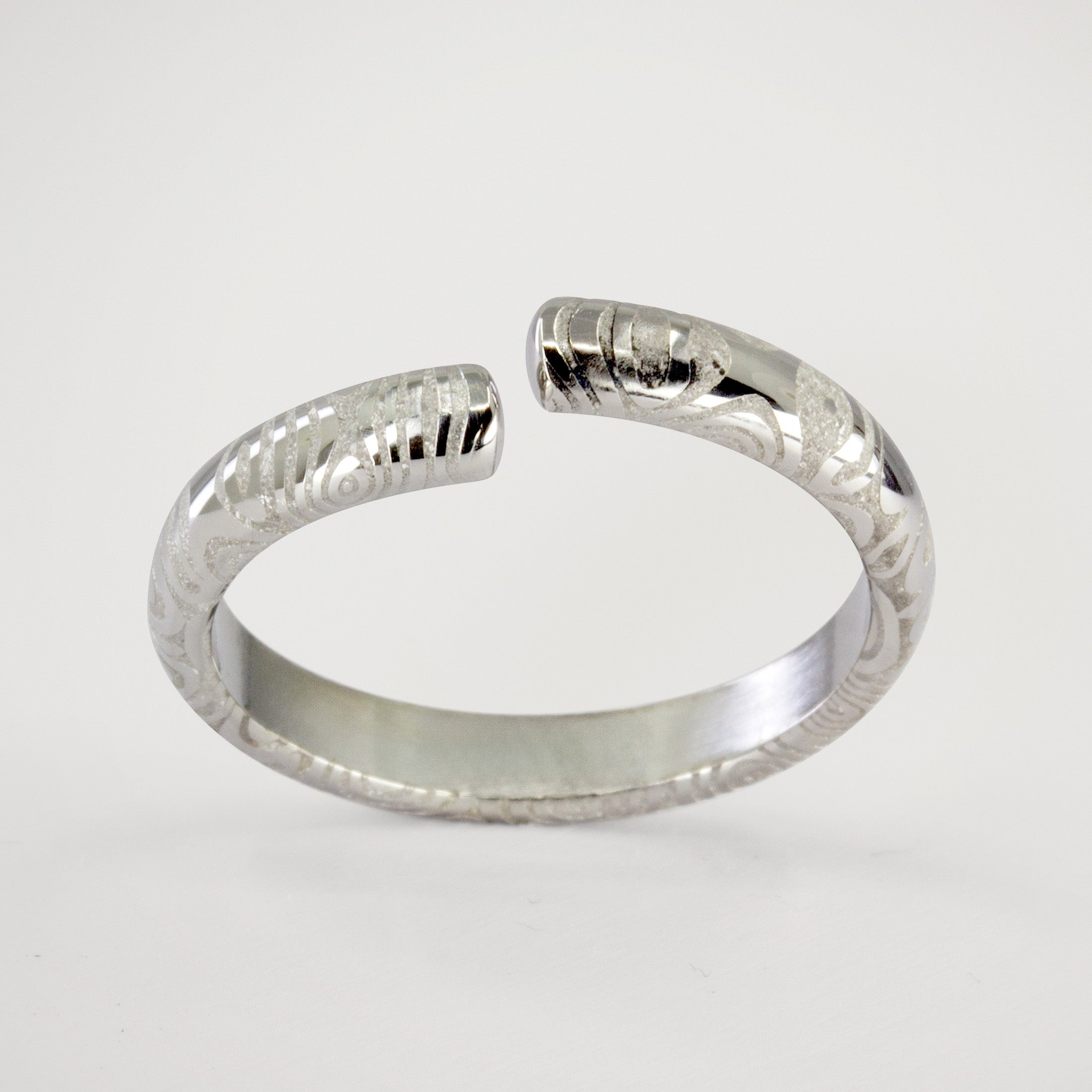 Split damascus steel ring