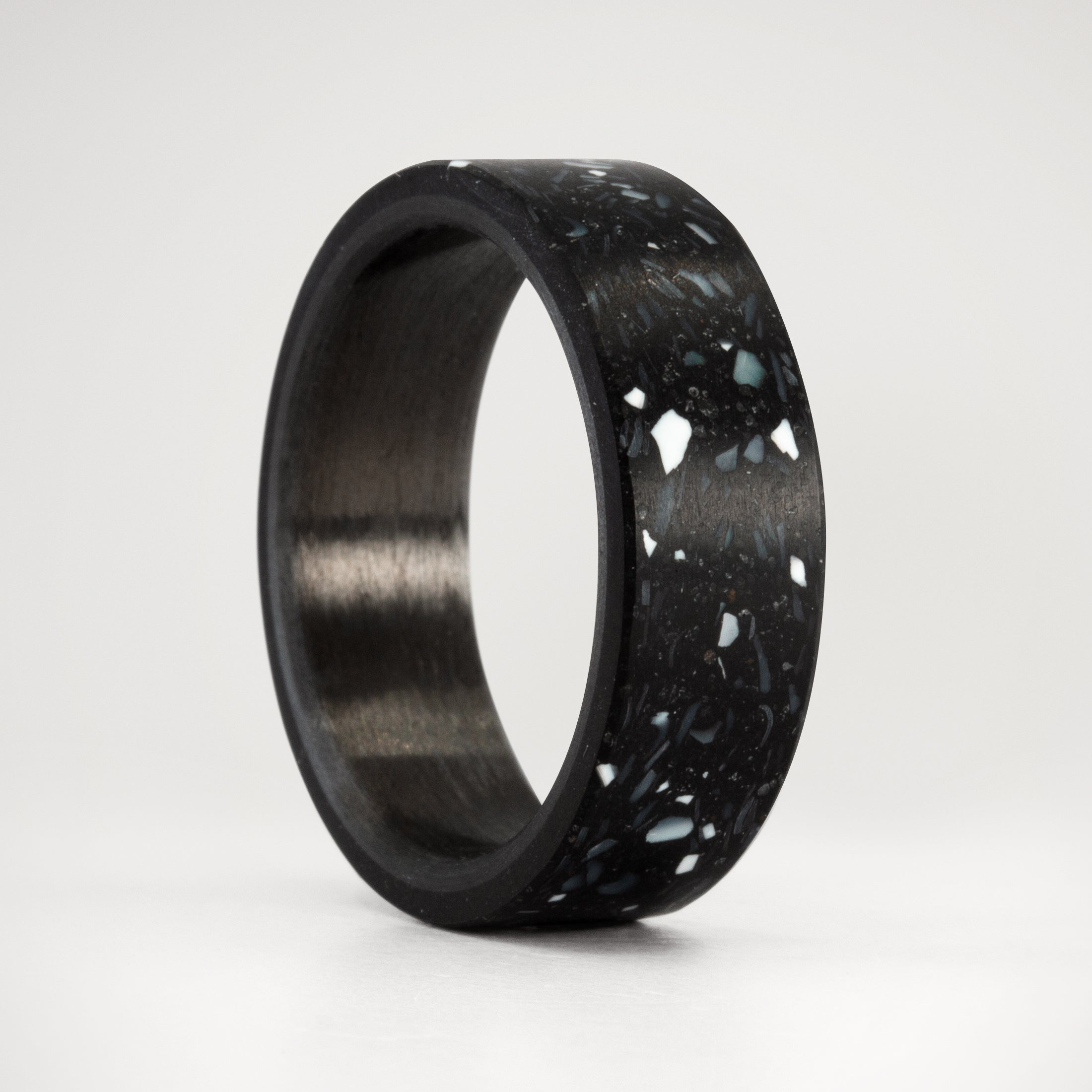 pearly black concrete and carbon fiber ring
