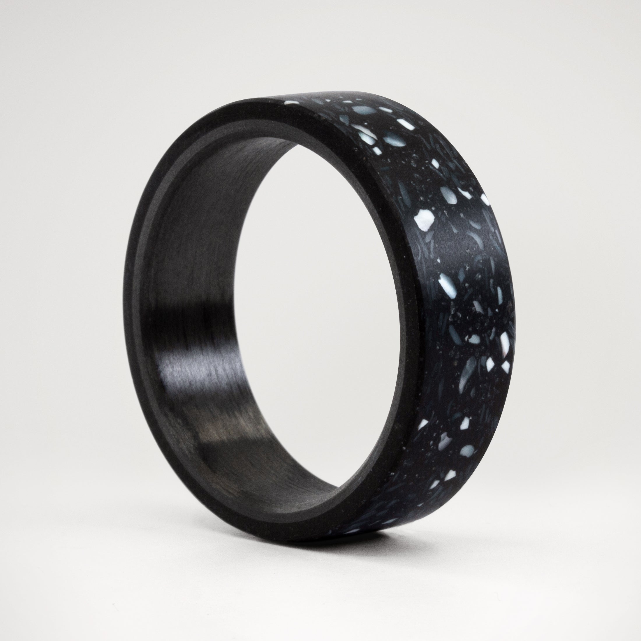 pearly black concrete and carbon fiber ring