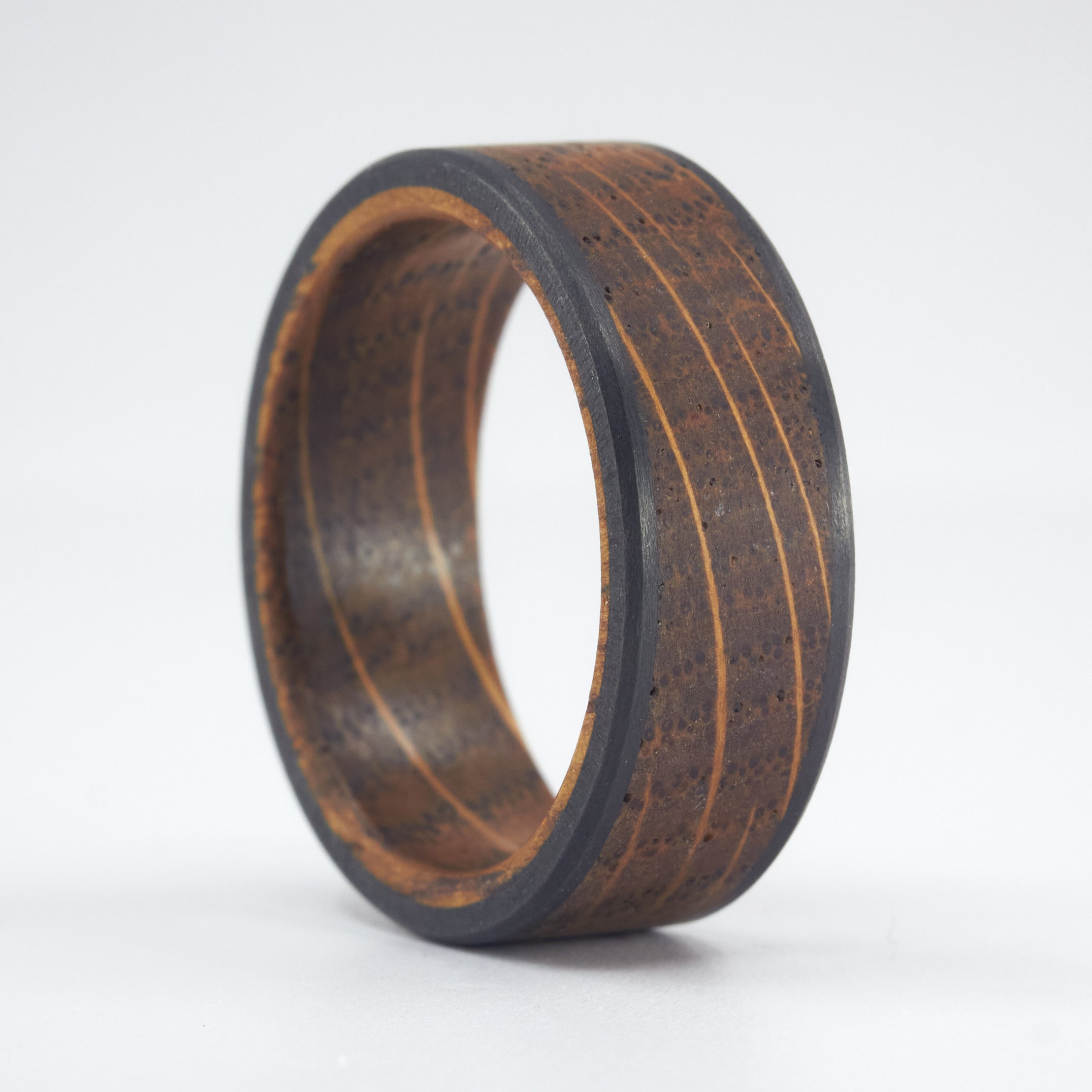 Carbon Fiber and Wine barrel oak wood Ring