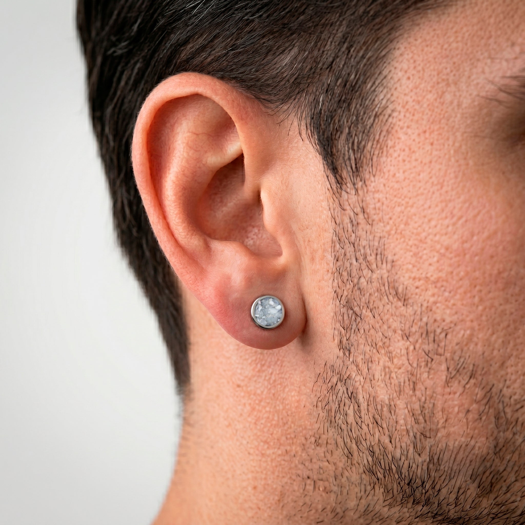 Titanium and Nacre earrings M