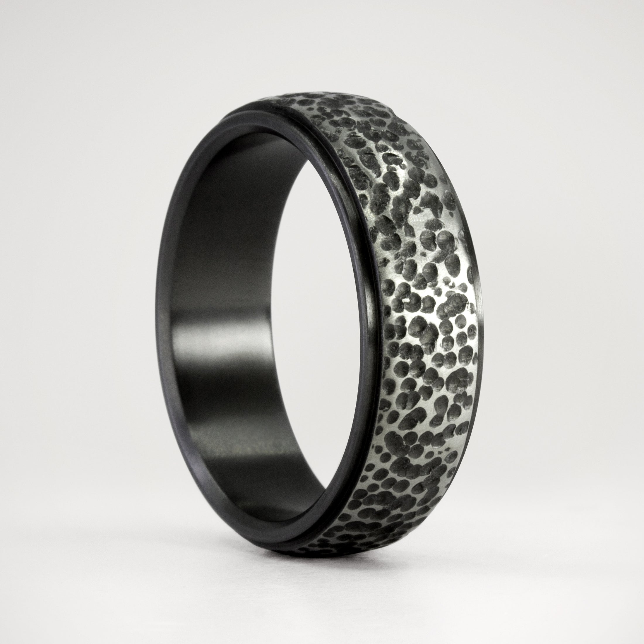 Black Carved Zirconium Men Ring