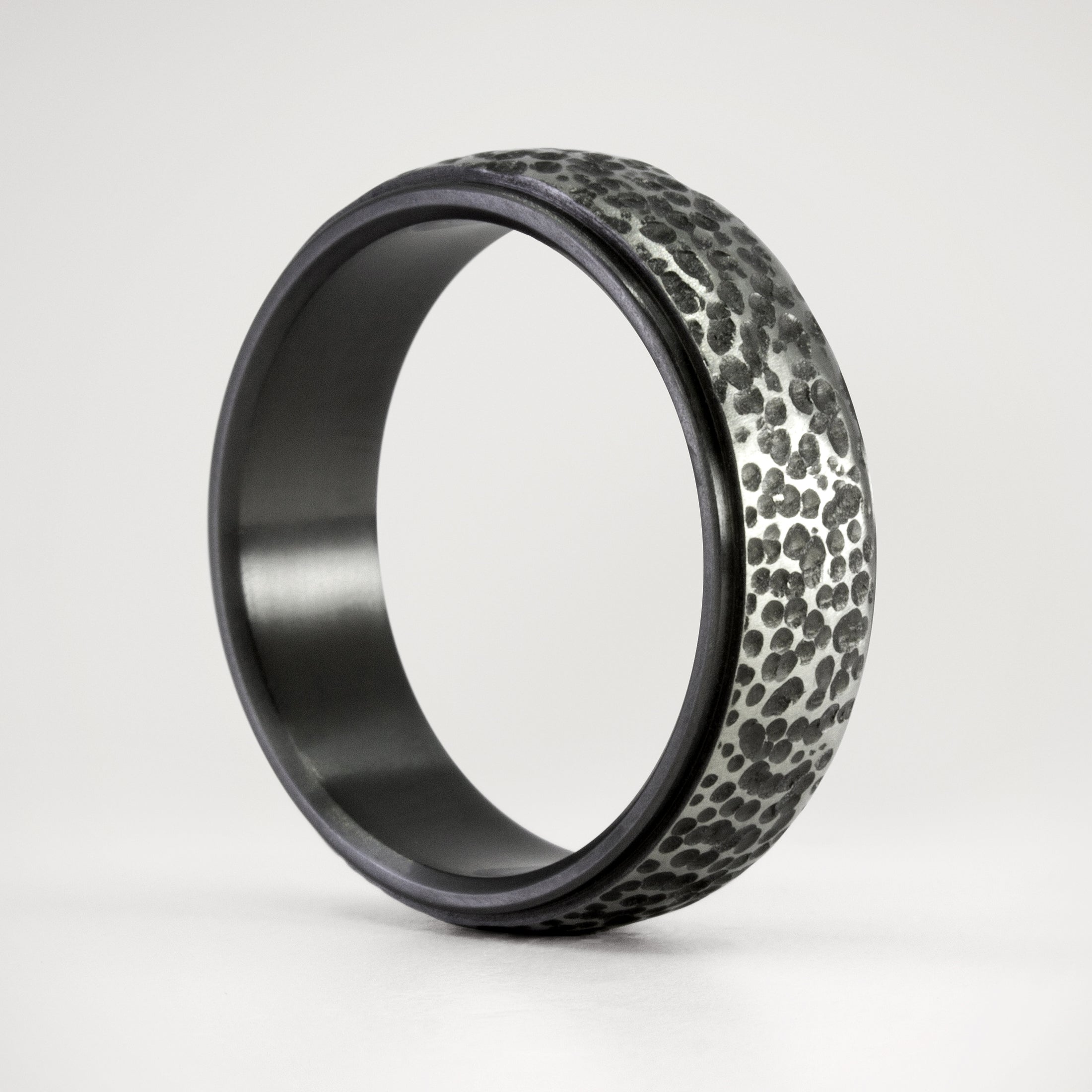 Black Carved Zirconium Men Ring