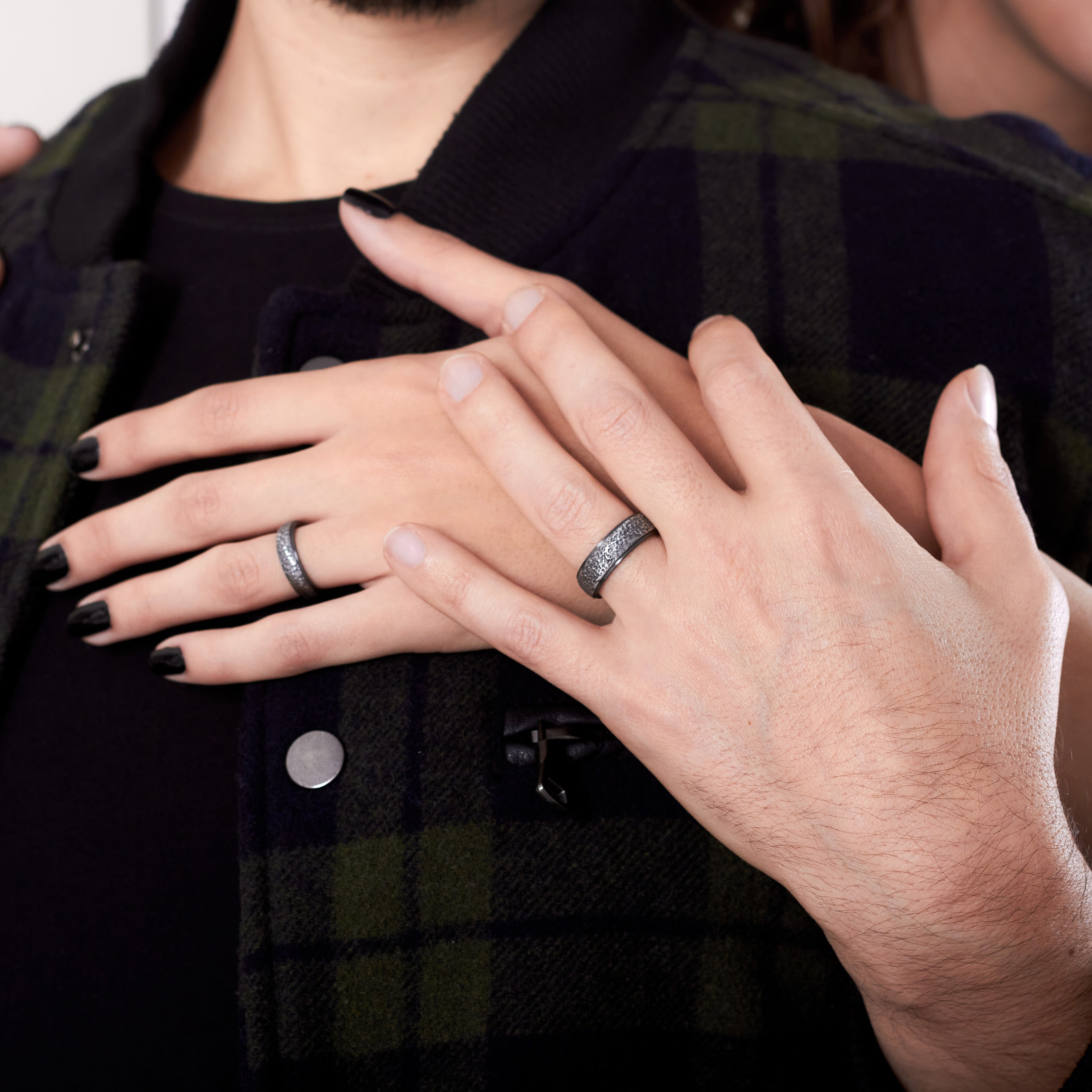 Black Carved Zirconium Men Ring