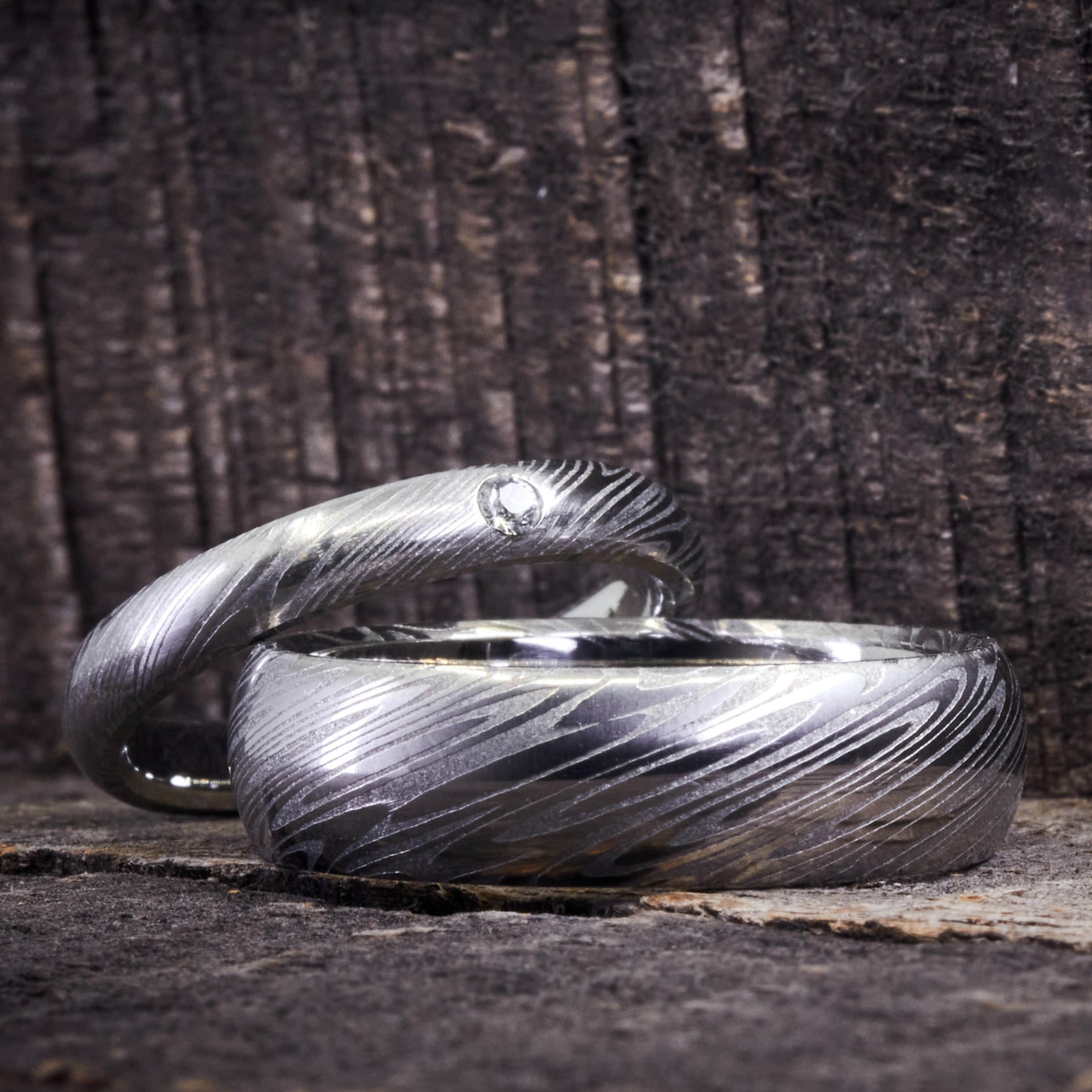 Set polished Damascus steel