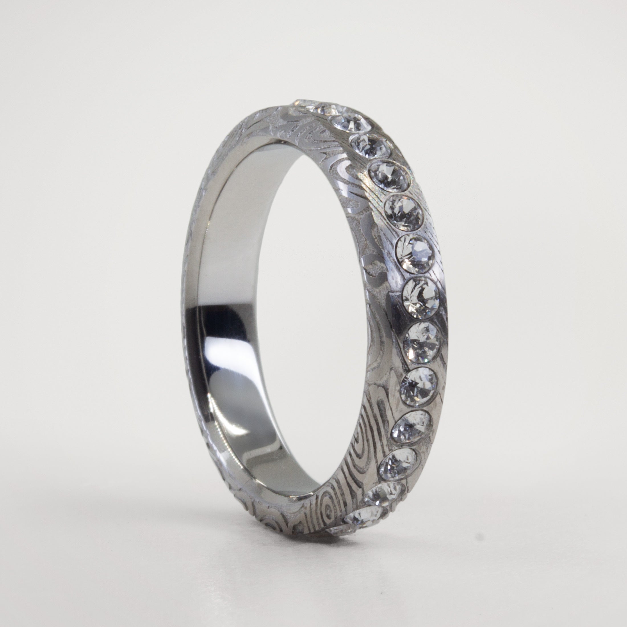 Eternity damascus steel ring