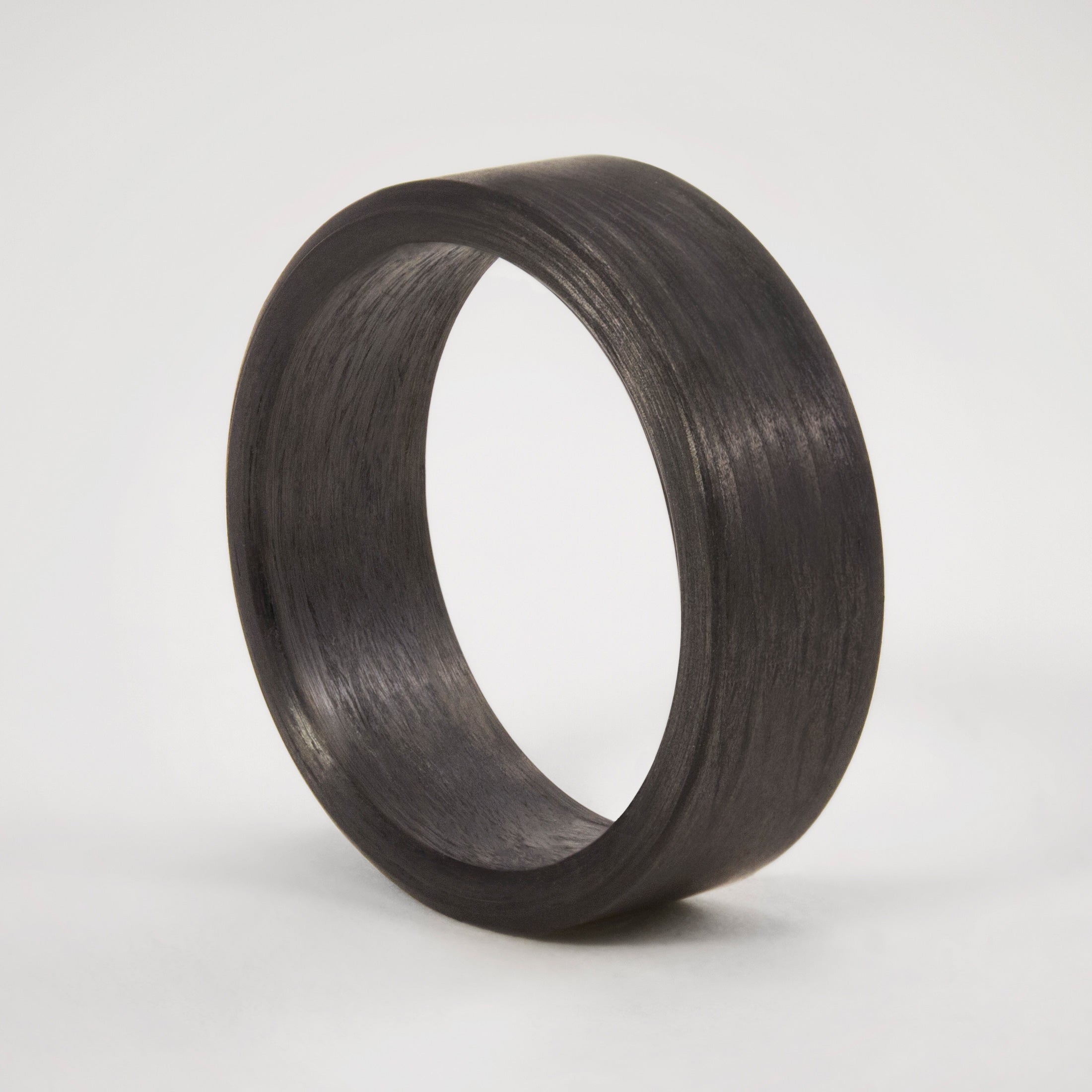 Flat carbon fiber men ring