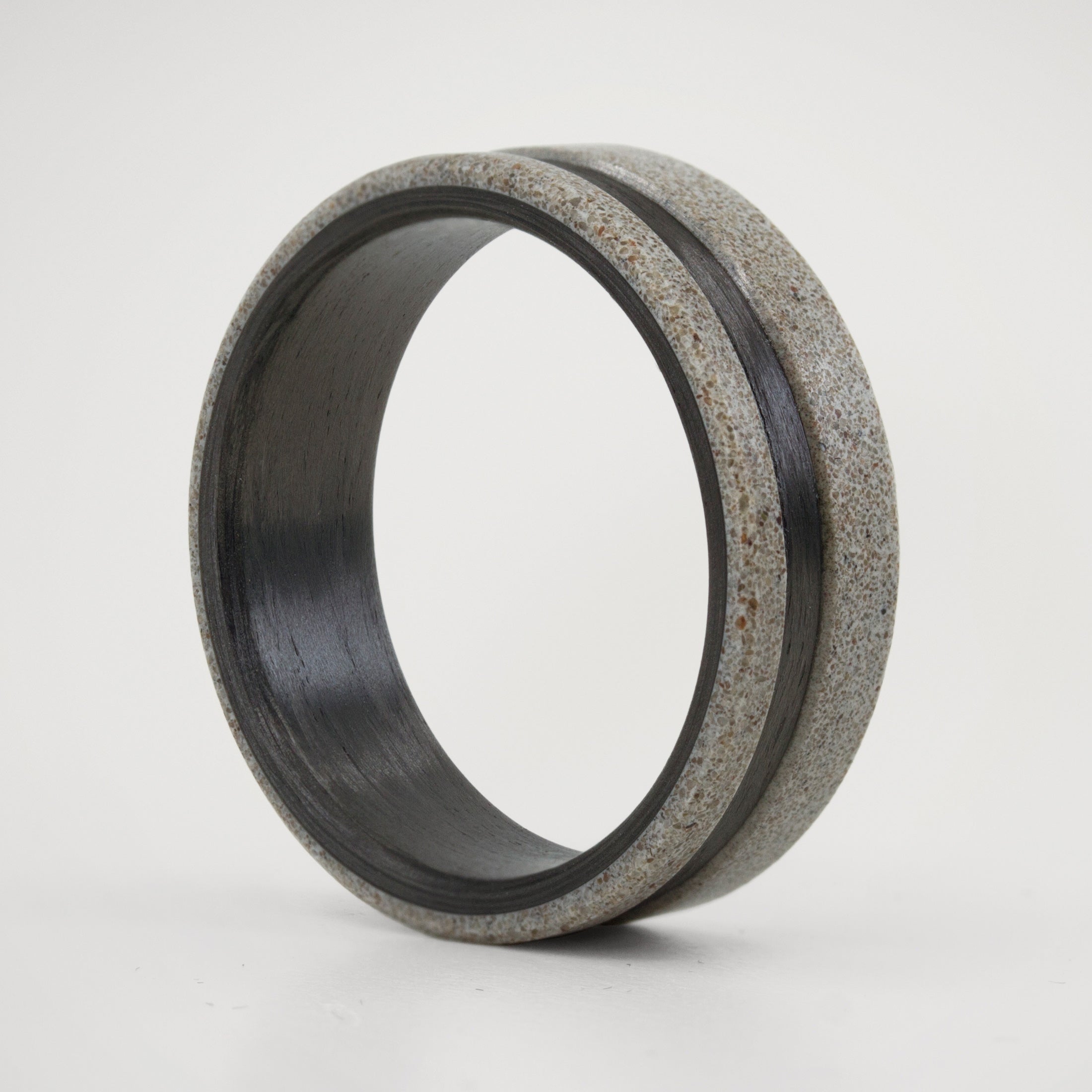 Gray concrete & Carbon fiber low relief ring