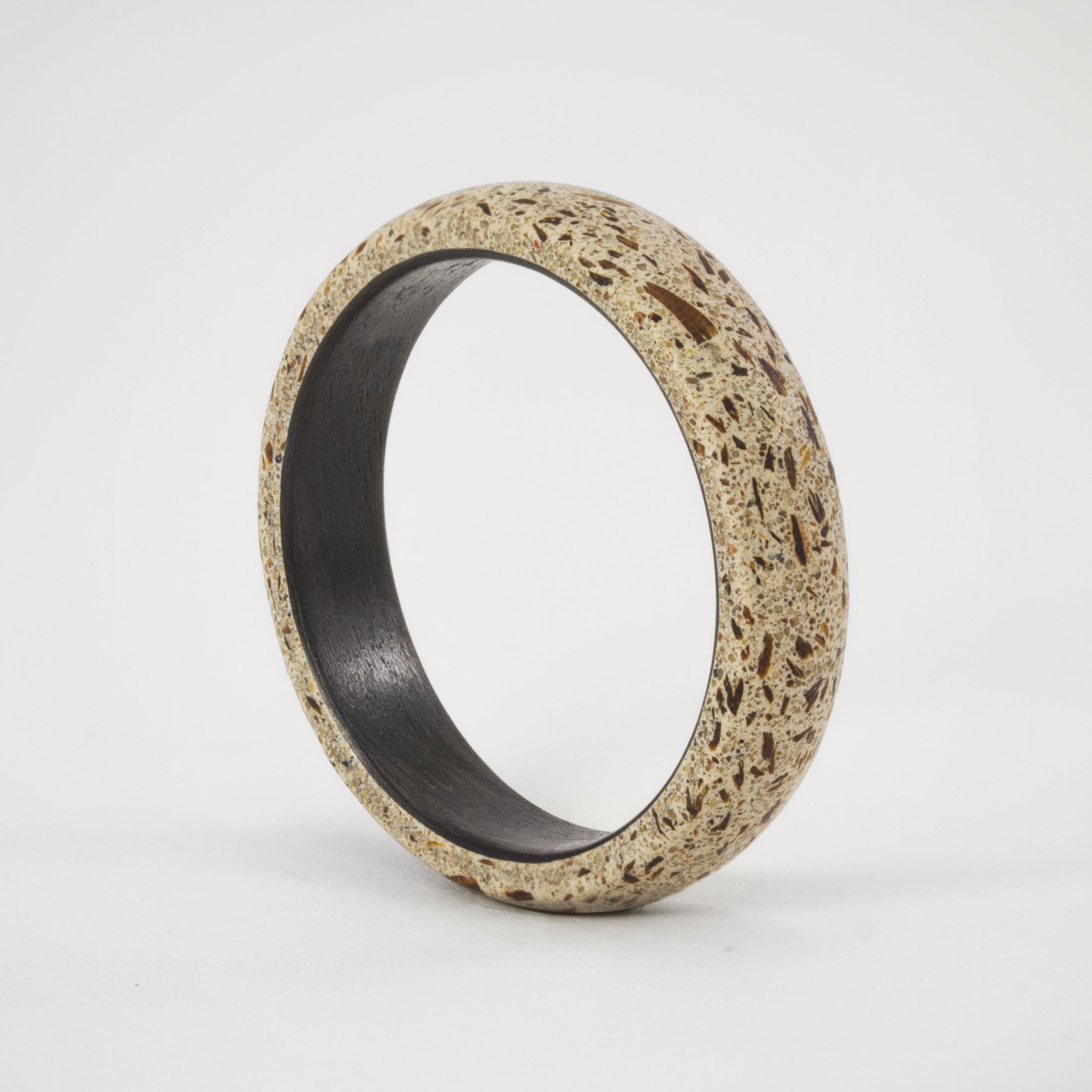 concrete, lapacho wood & carbon fiber women Ring