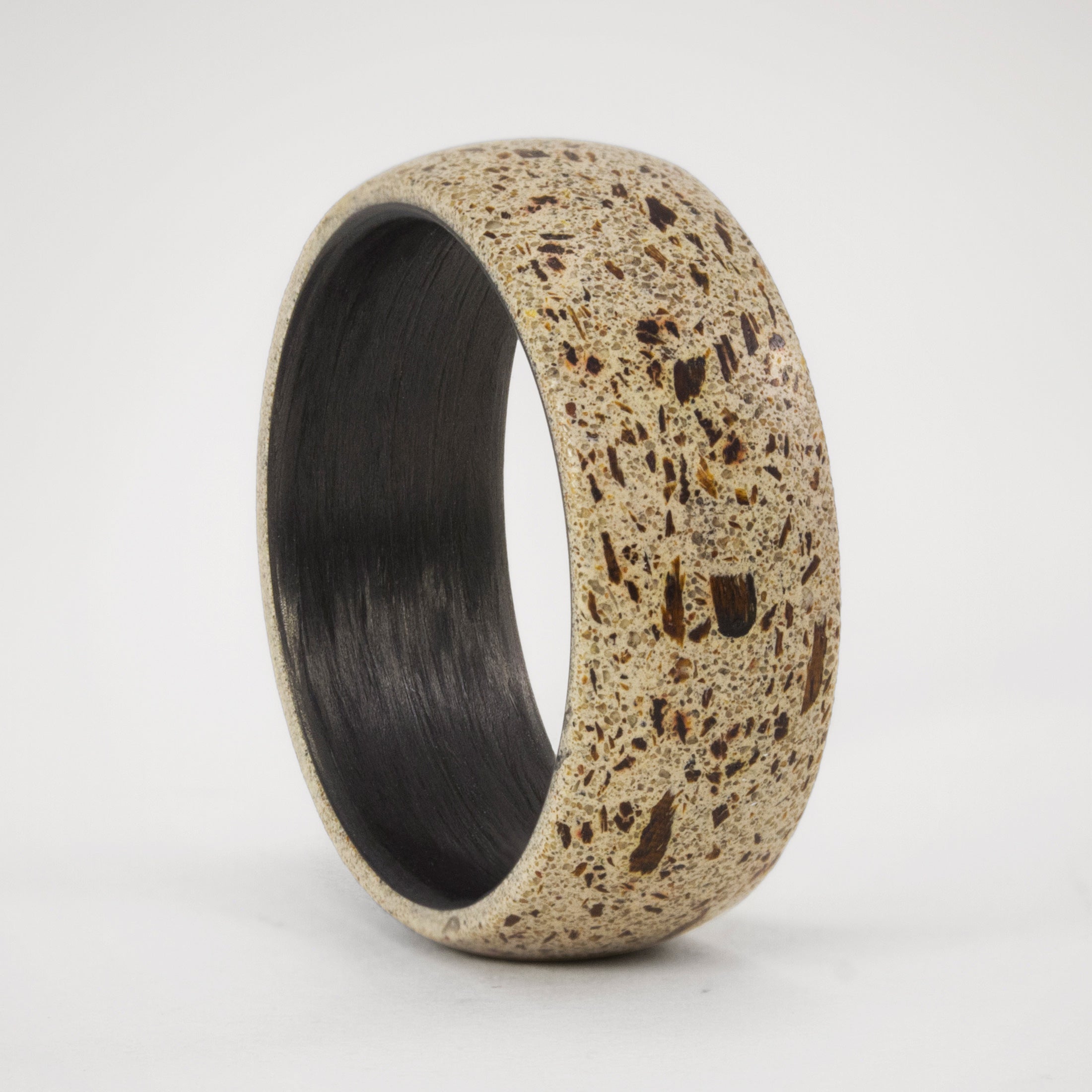concrete, lapacho wood & carbon fiber men Ring