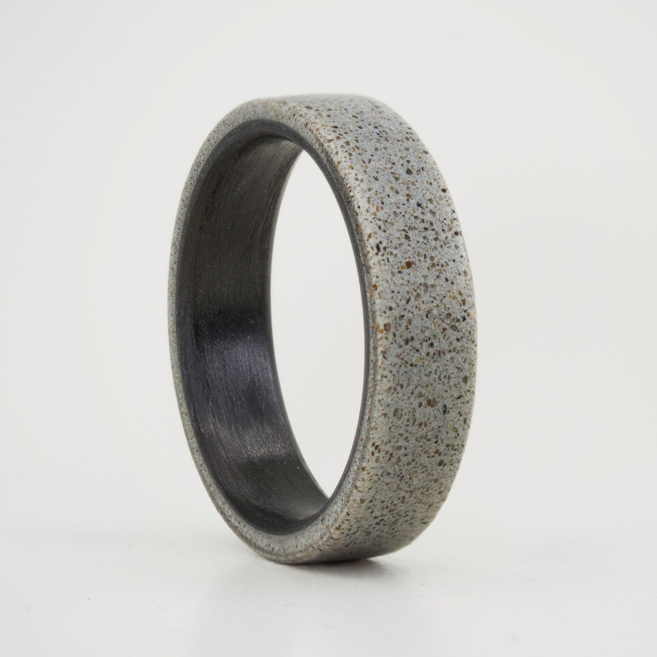 Gray concrete & carbon fiber women ring