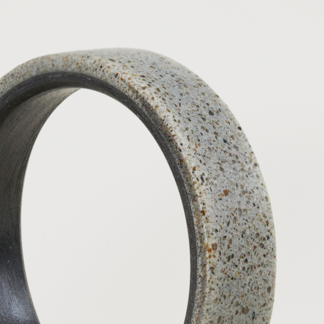 Gray concrete & carbon fiber women ring