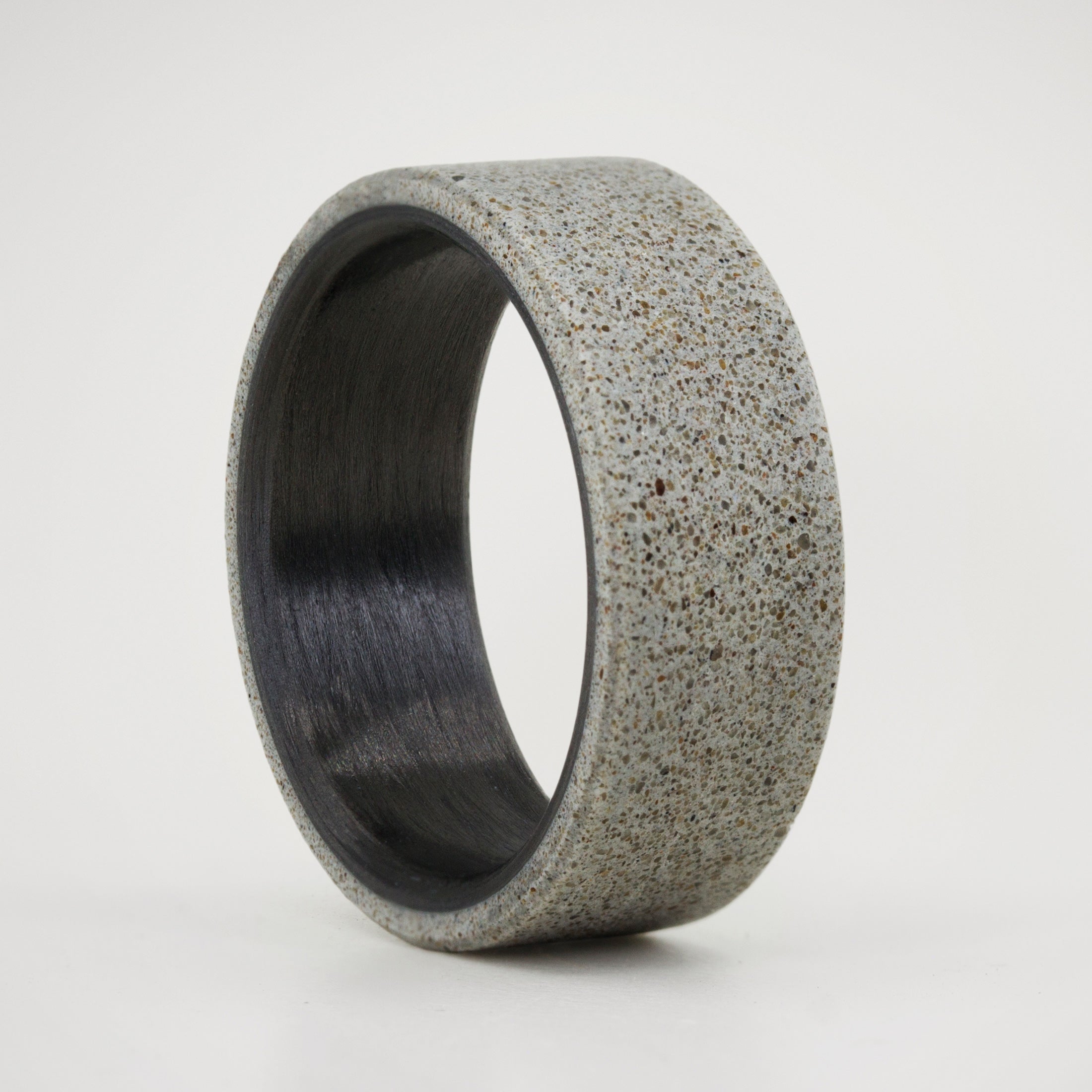 Gray concrete & carbon fiber men ring