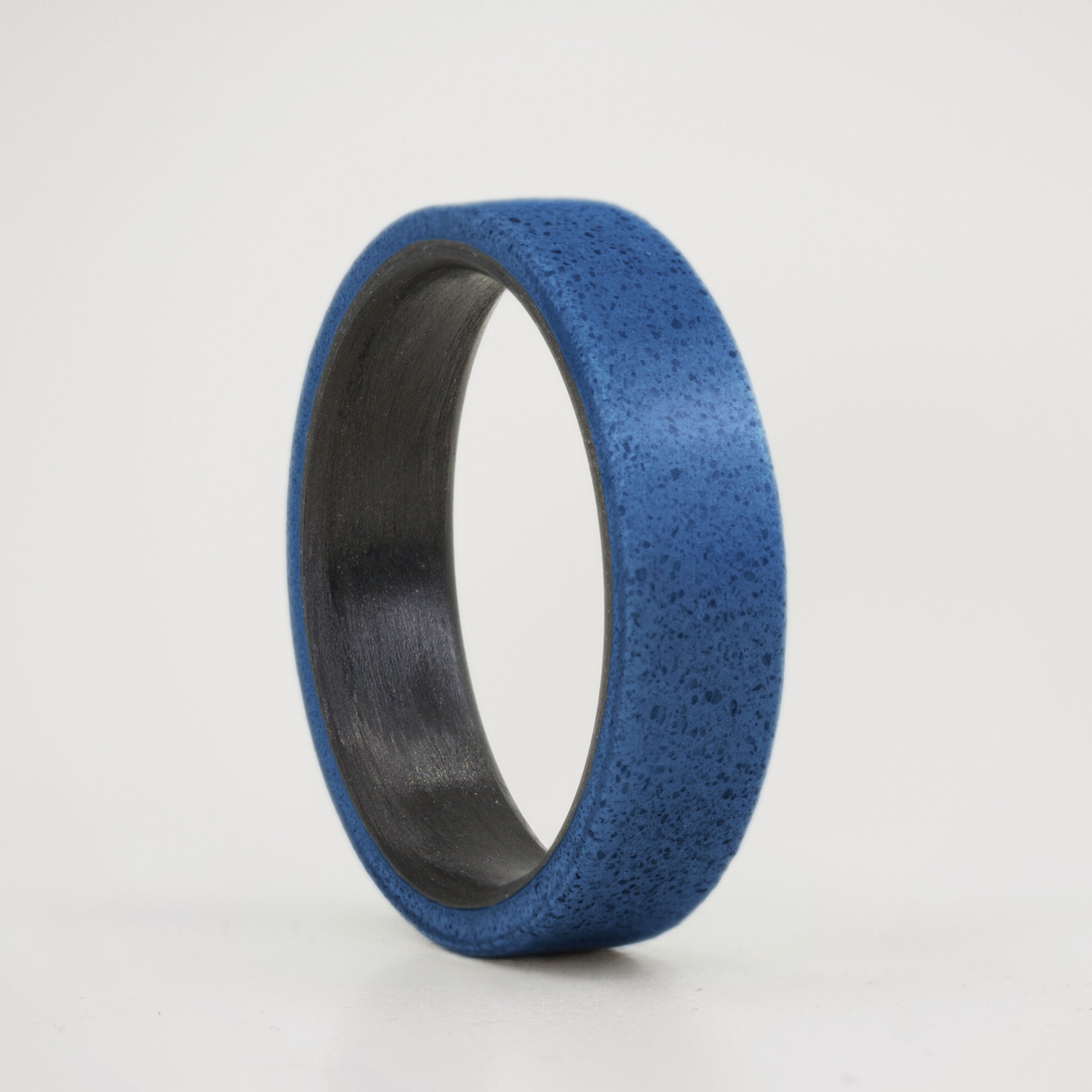 Blue concrete and carbon fiber Flat Ring