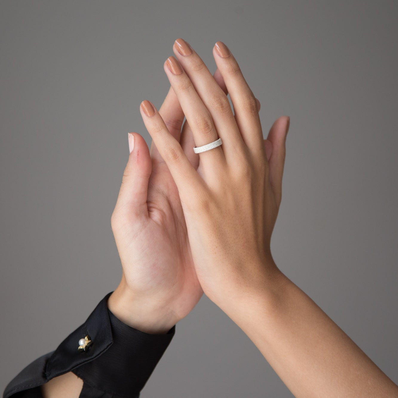 Carrara Marble bronze & wood Ring