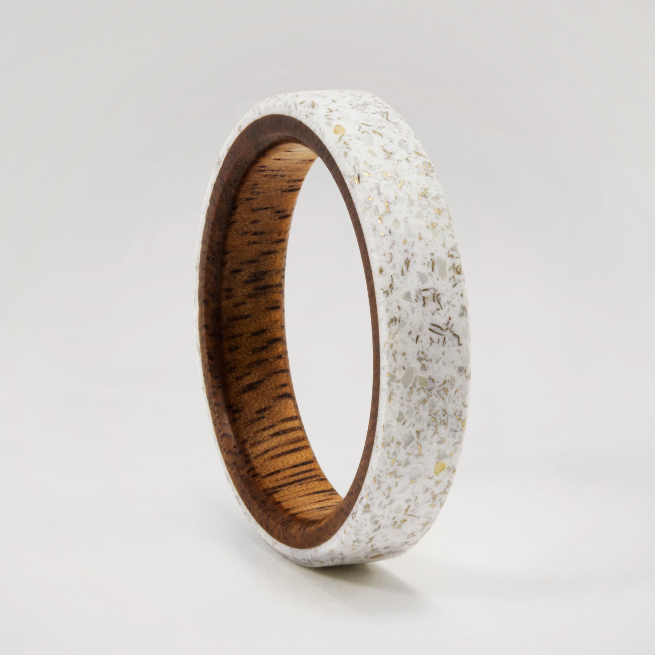 Carrara Marble, bronze & wood Ring