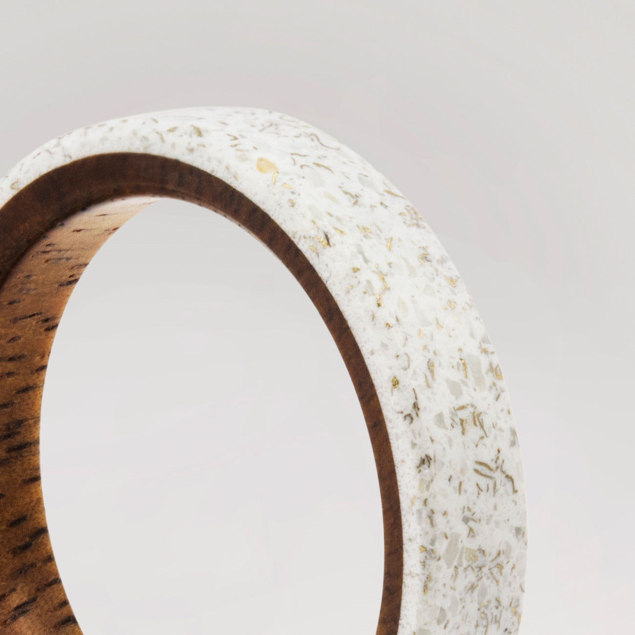Carrara Marble, bronze & wood Ring