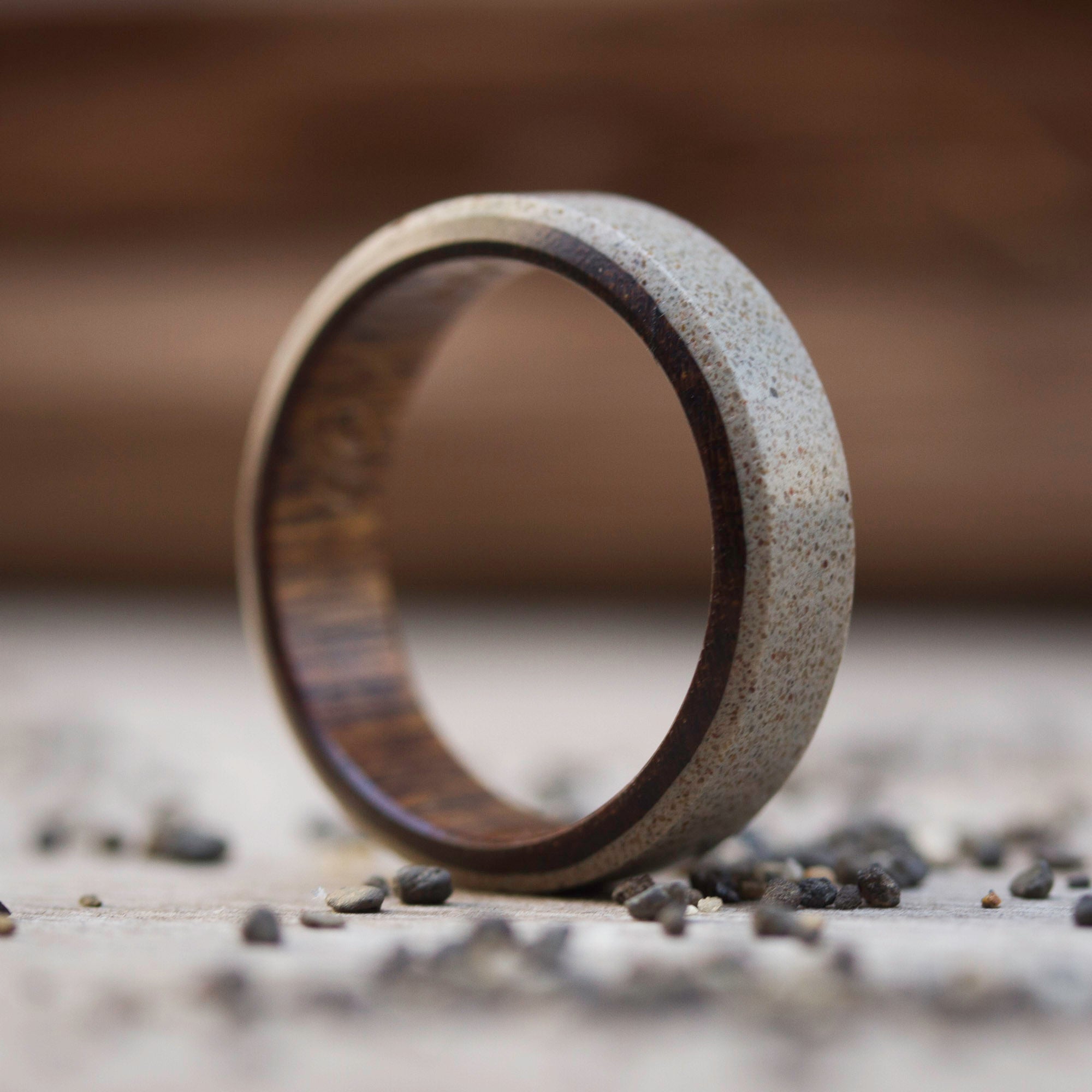 Gray concrete & lapacho wood ring