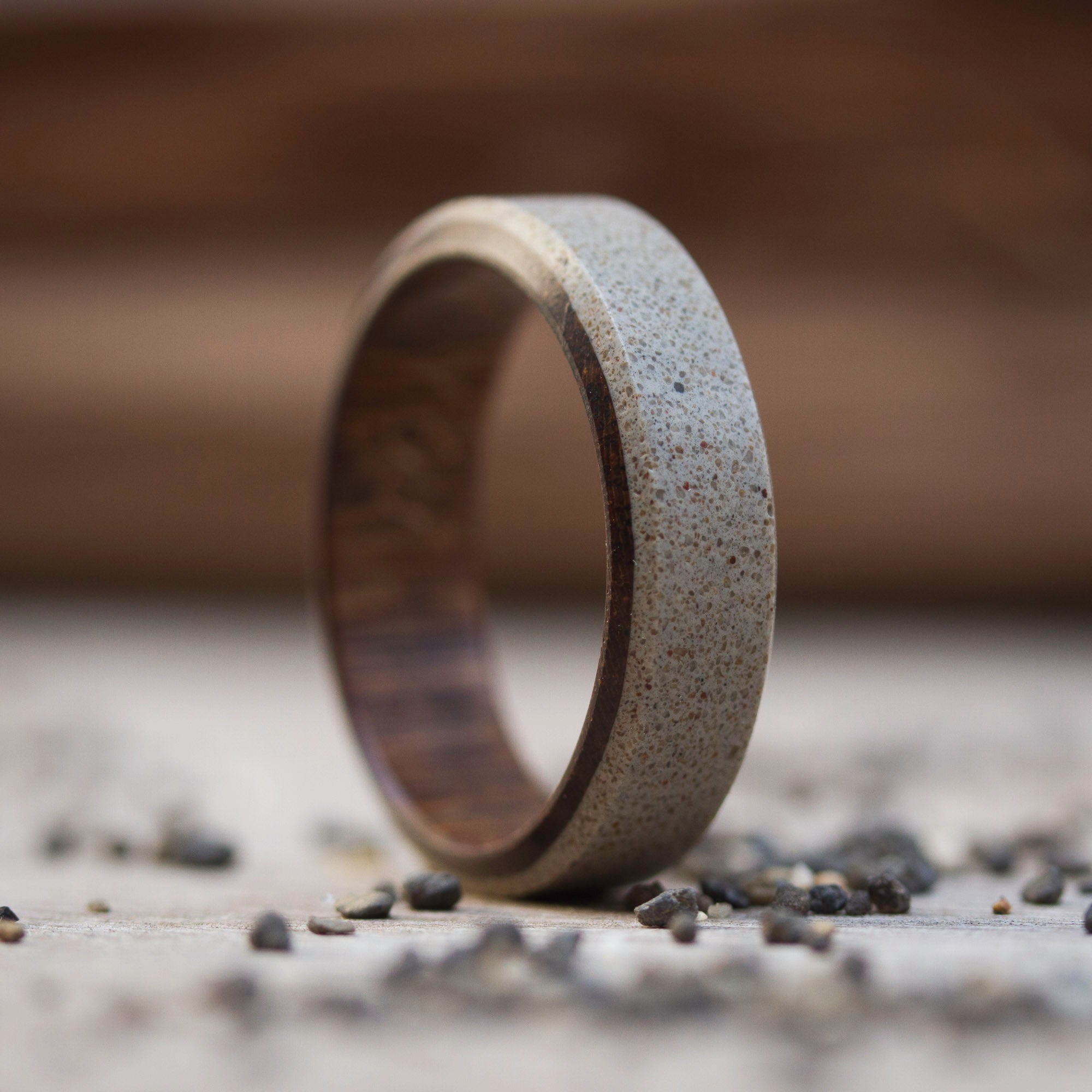 Gray concrete & lapacho wood ring