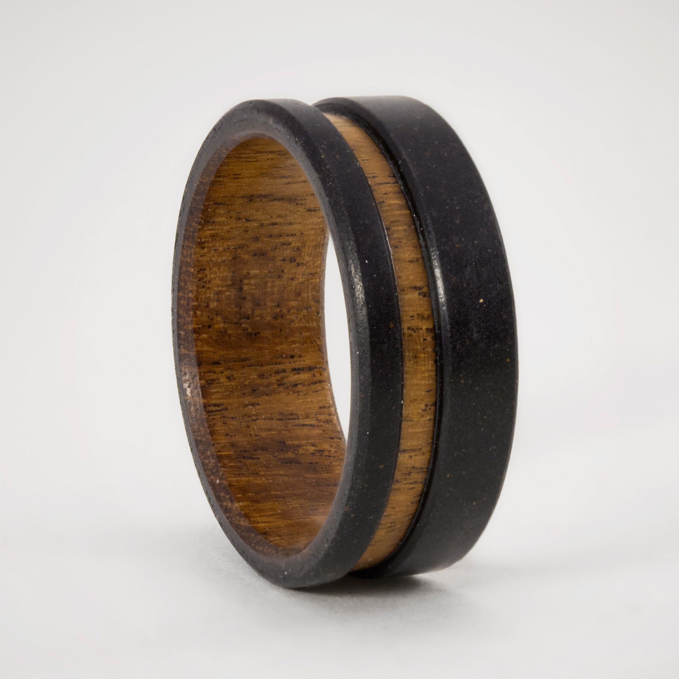 black concrete and wood Low Relief Ring