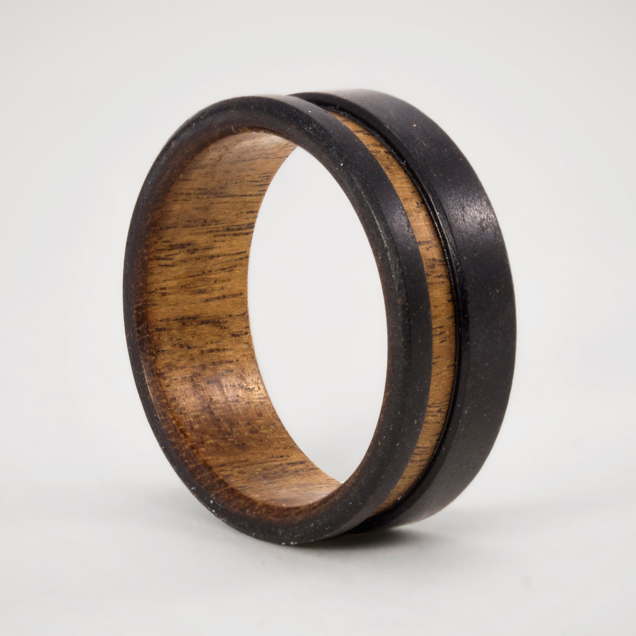 black concrete and wood Low Relief Ring