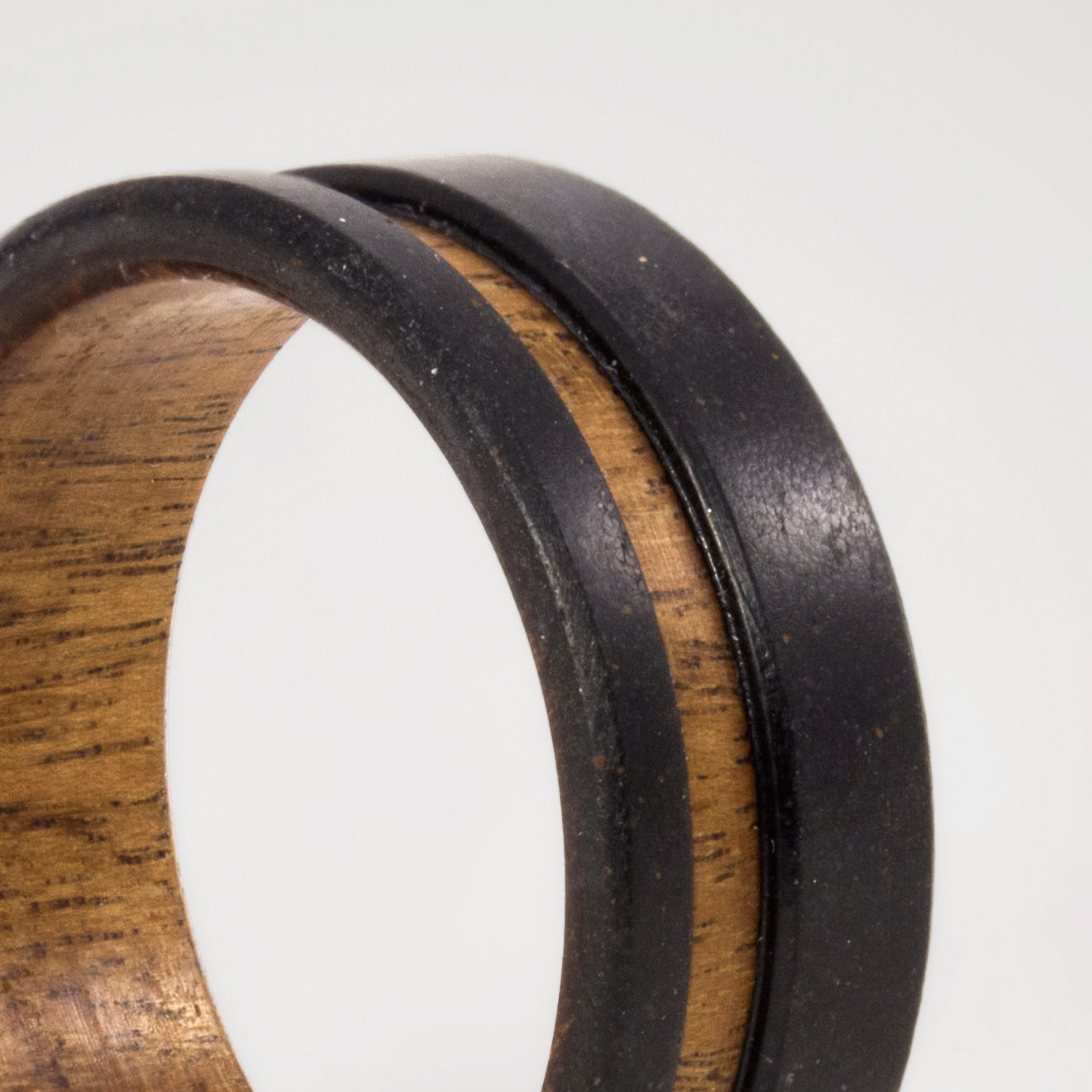 black concrete and wood Low Relief Ring