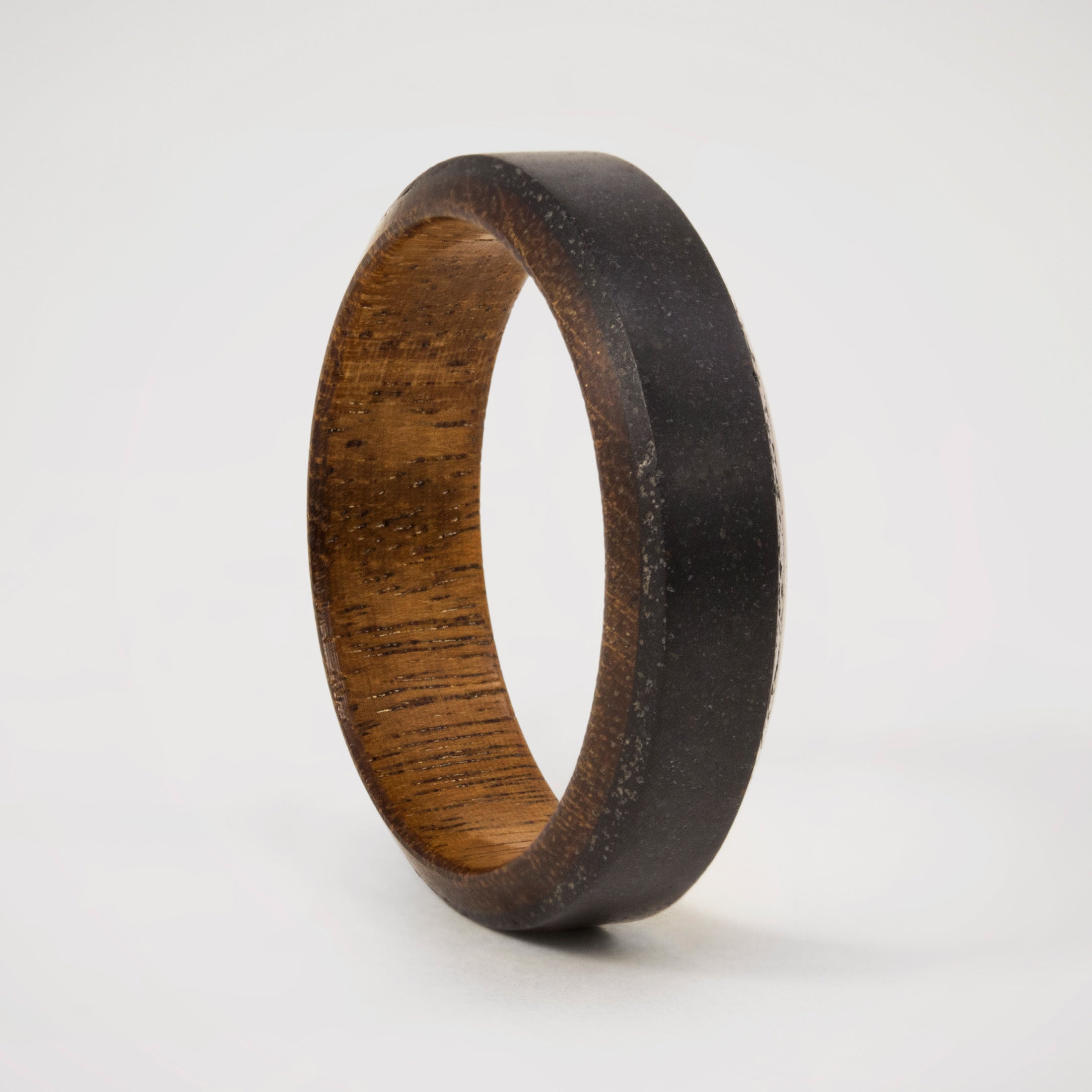 Black concrete and wood Beveled ring