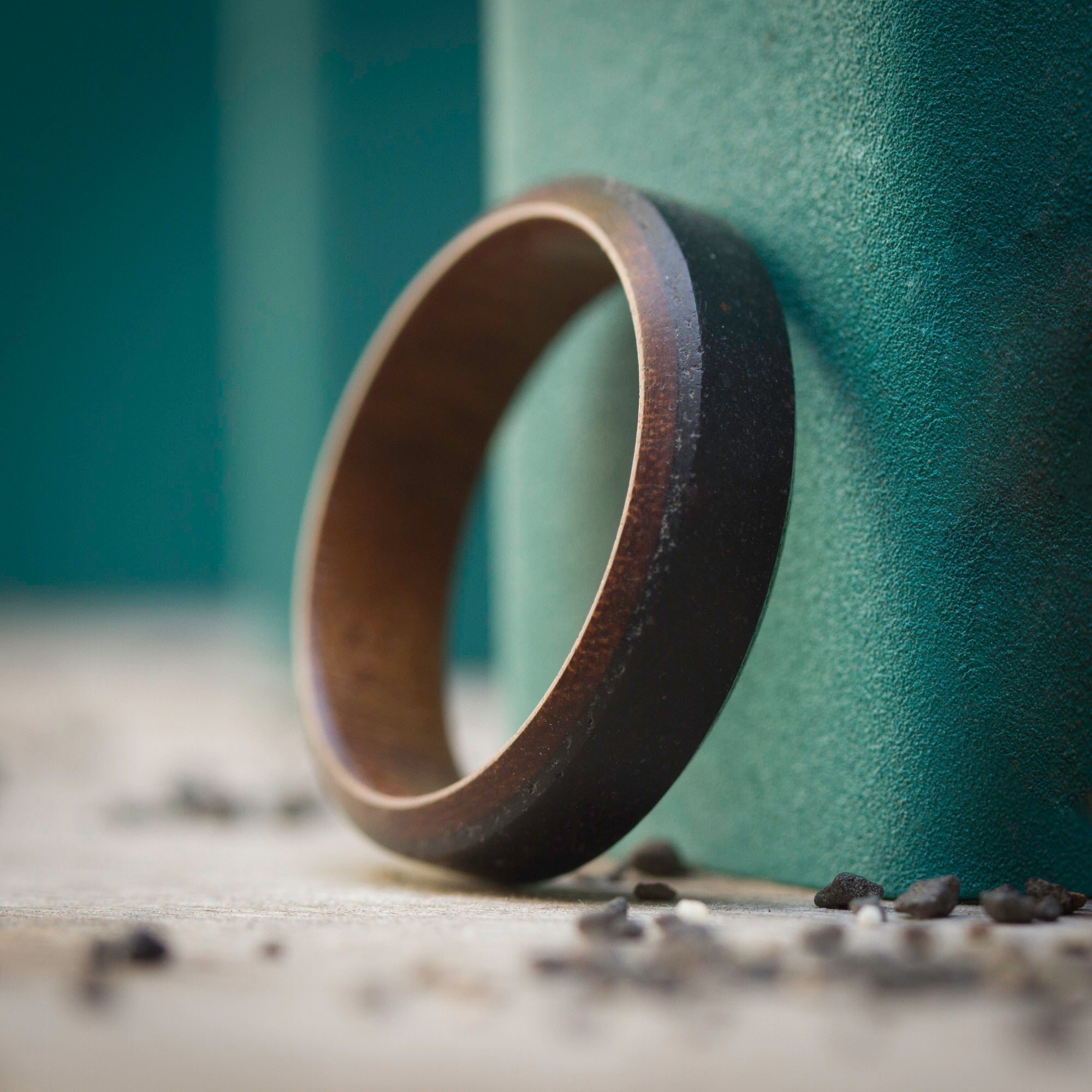 Black concrete and wood Beveled ring