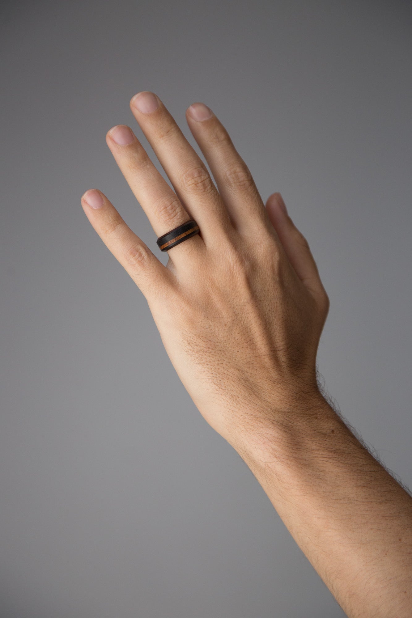 Black concrete with wood inlay Ring