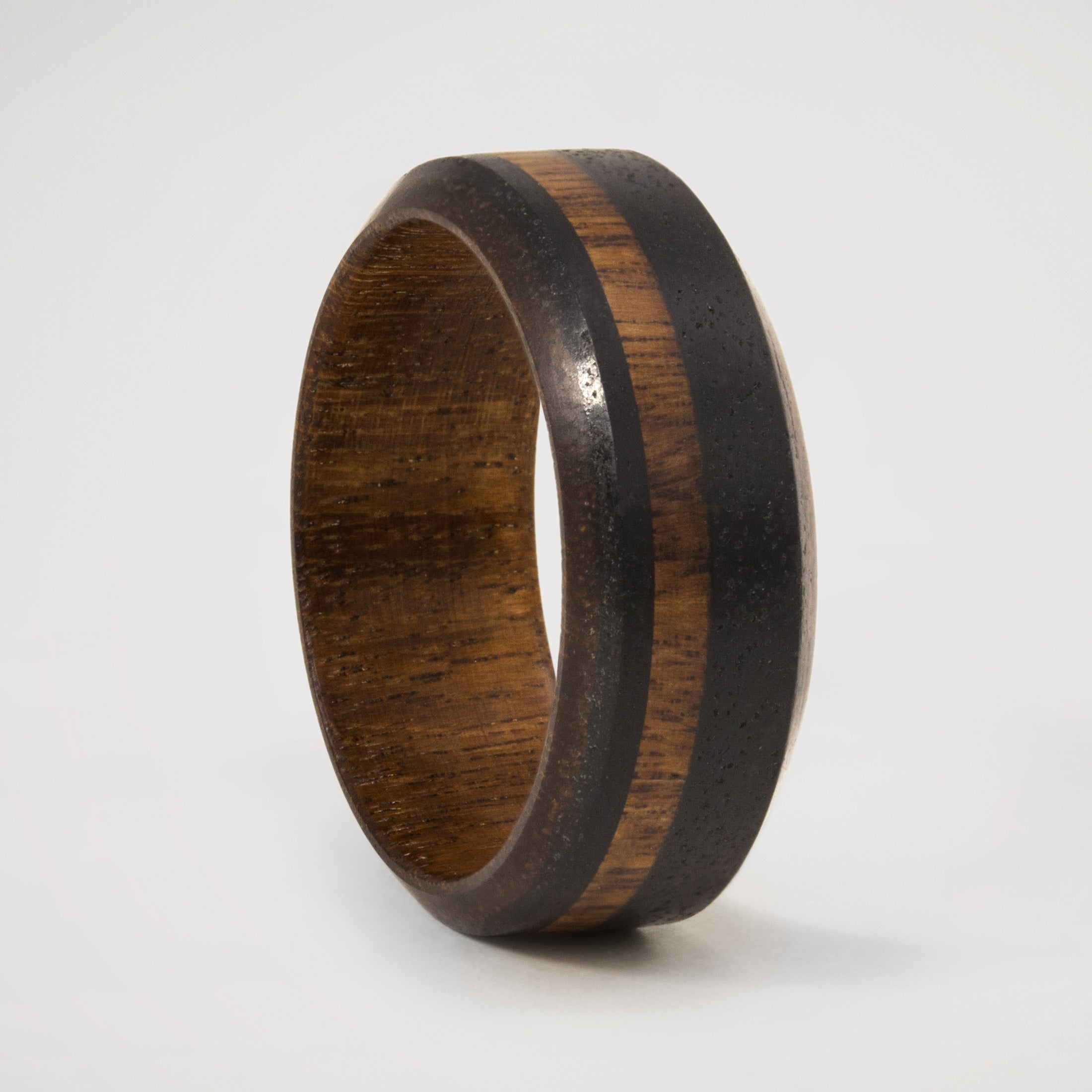 Black concrete with wood inlay Ring