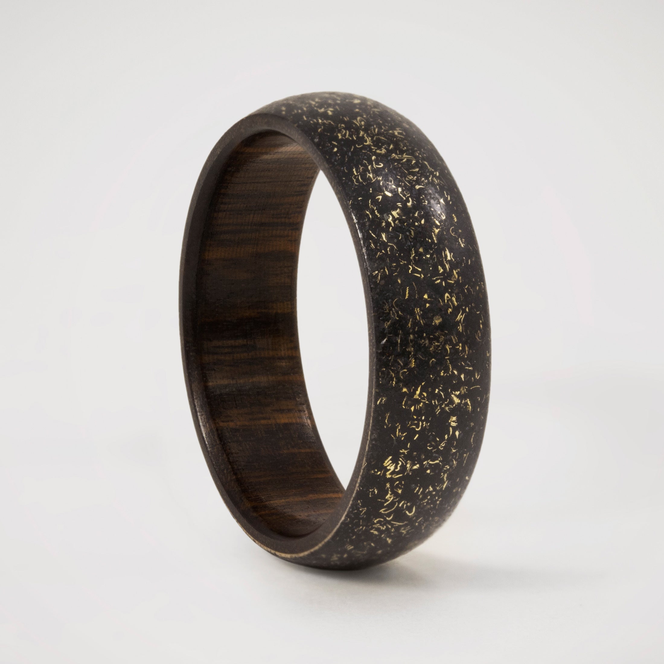 black concrete, bronze and wood Ring
