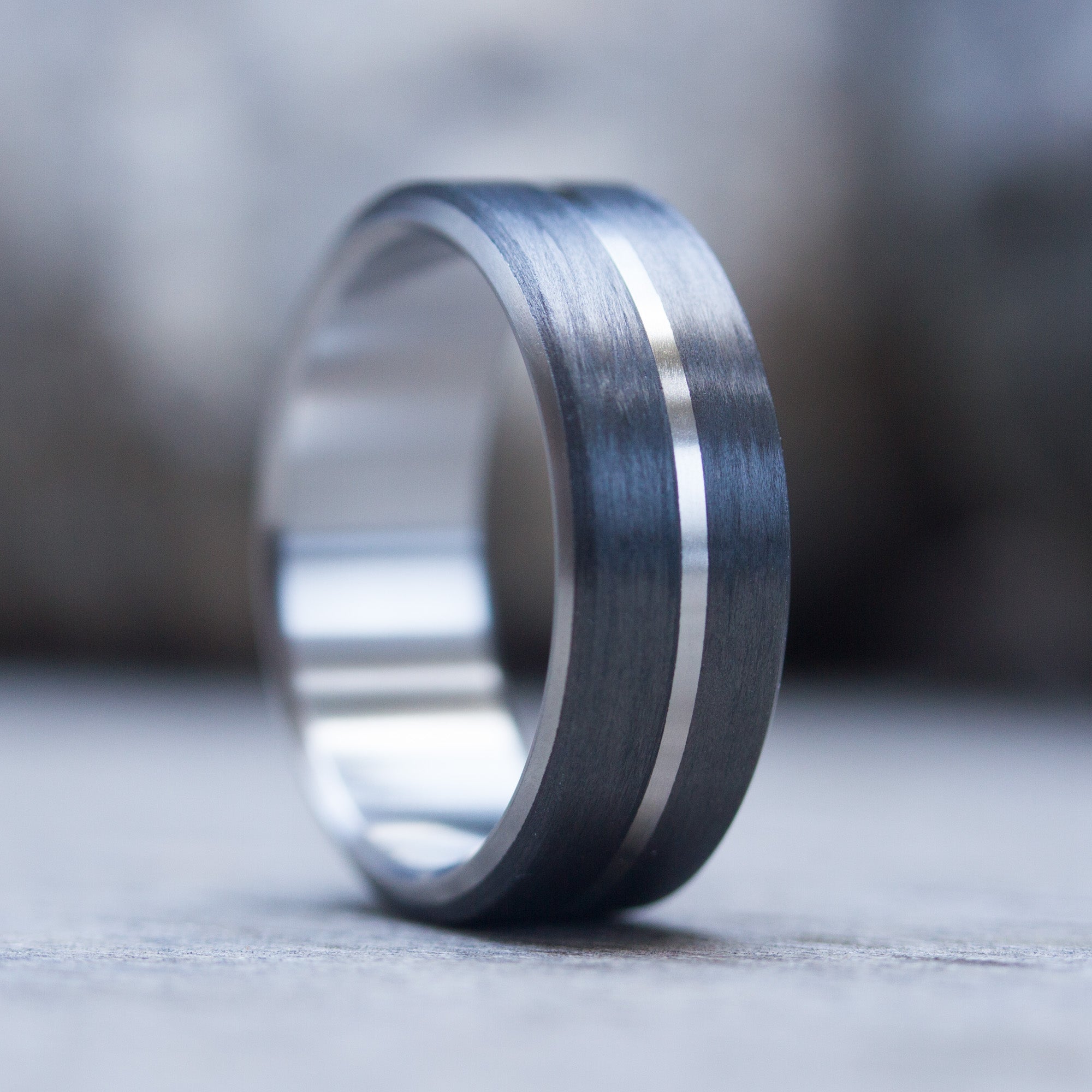 Carbon Fiber and titanium inlay Ring