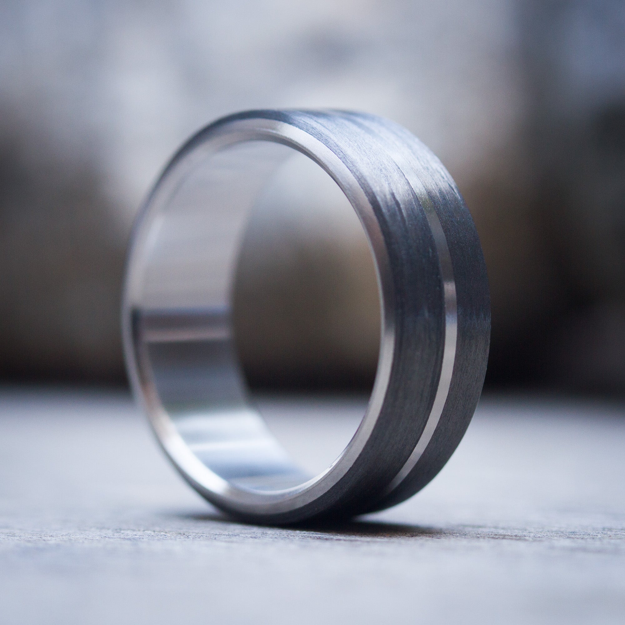 Carbon Fiber and titanium inlay Ring