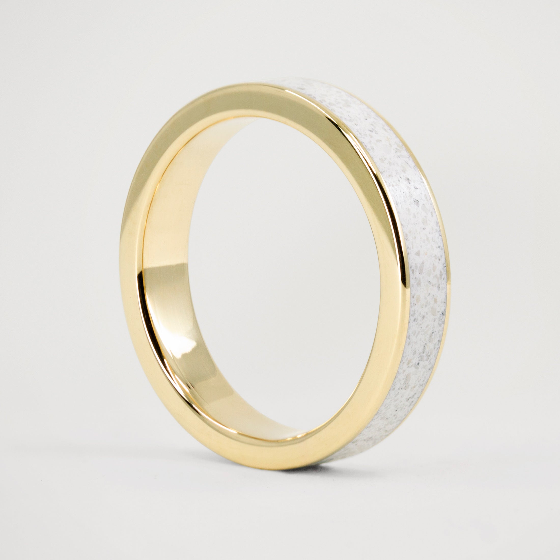 18K Gold and carrara marble Ring
