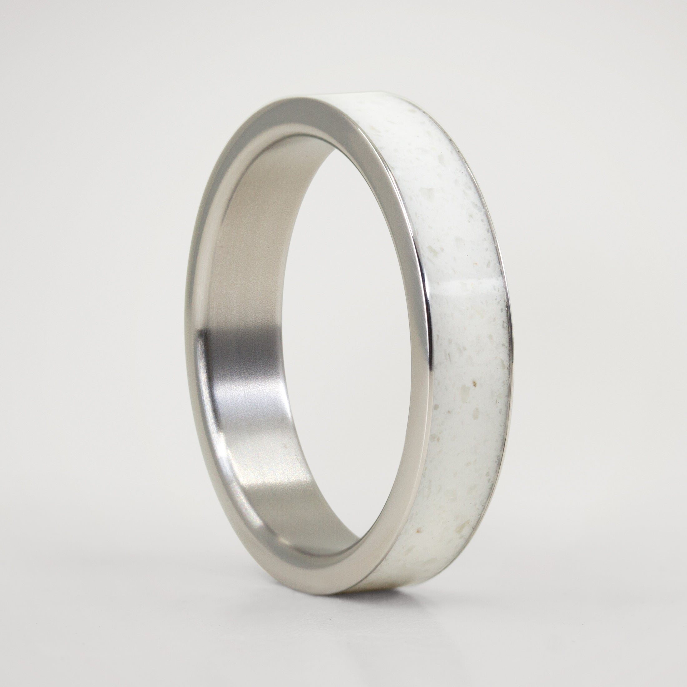Carrara marble & titanium Ring