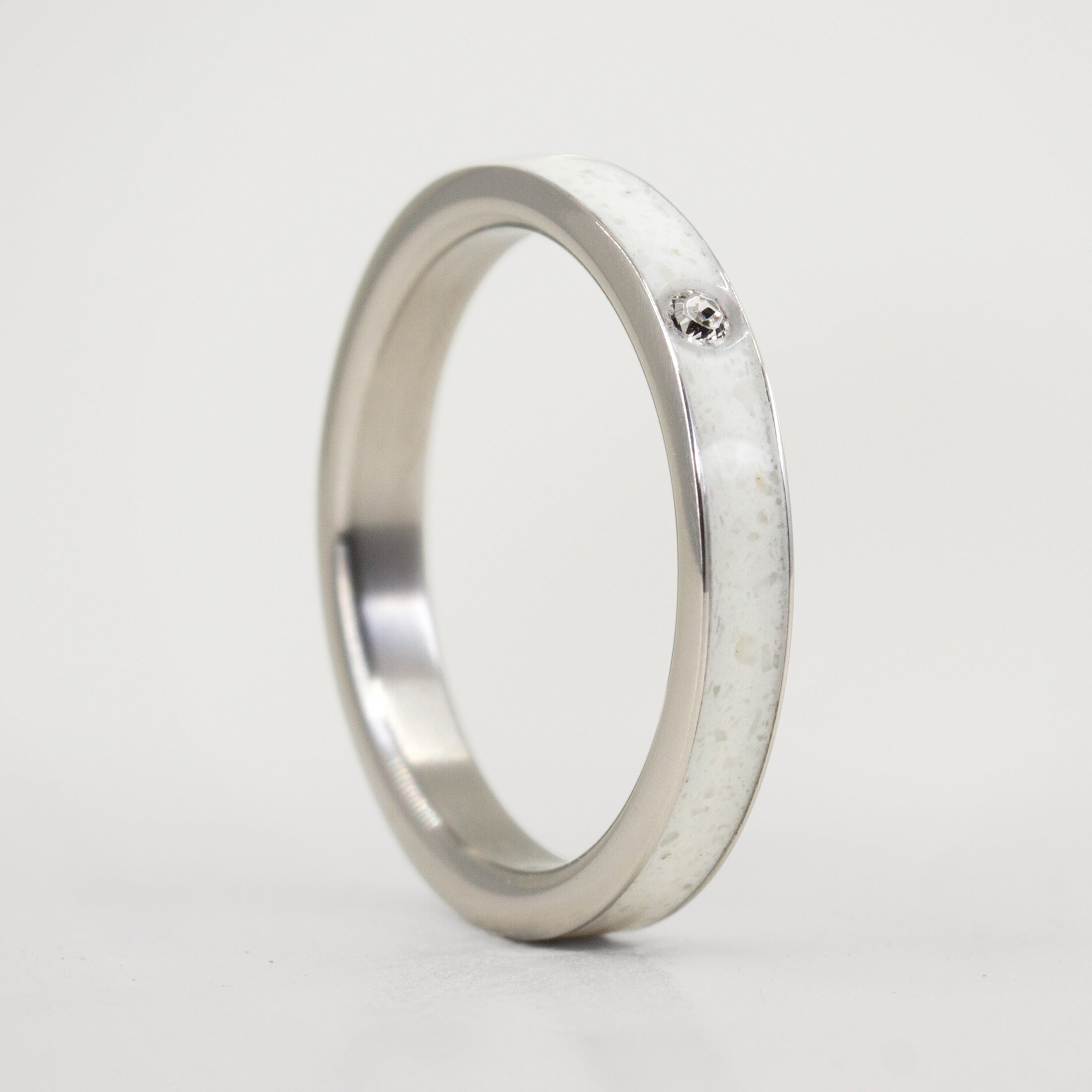 Carrara marble & titanium with crystal Ring