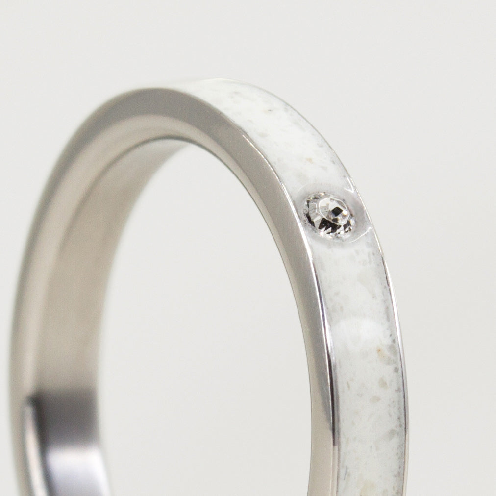 Carrara marble & titanium with crystal Ring