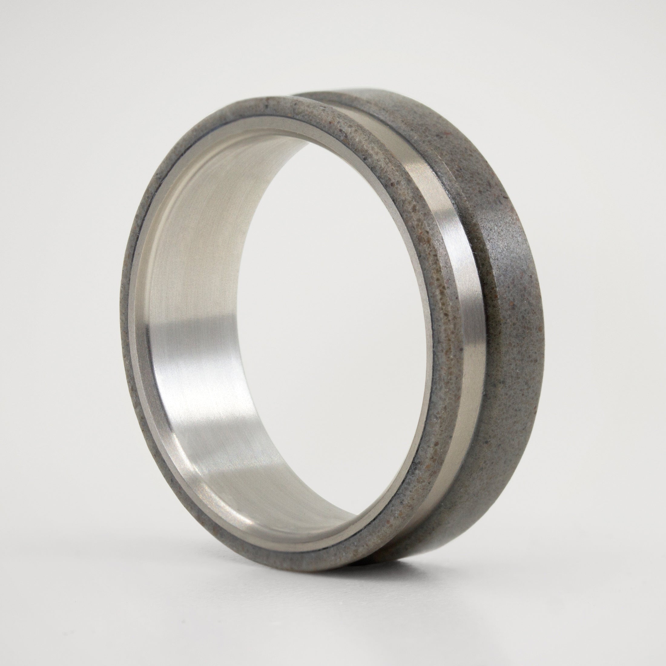 light Gray concrete and titanium ring