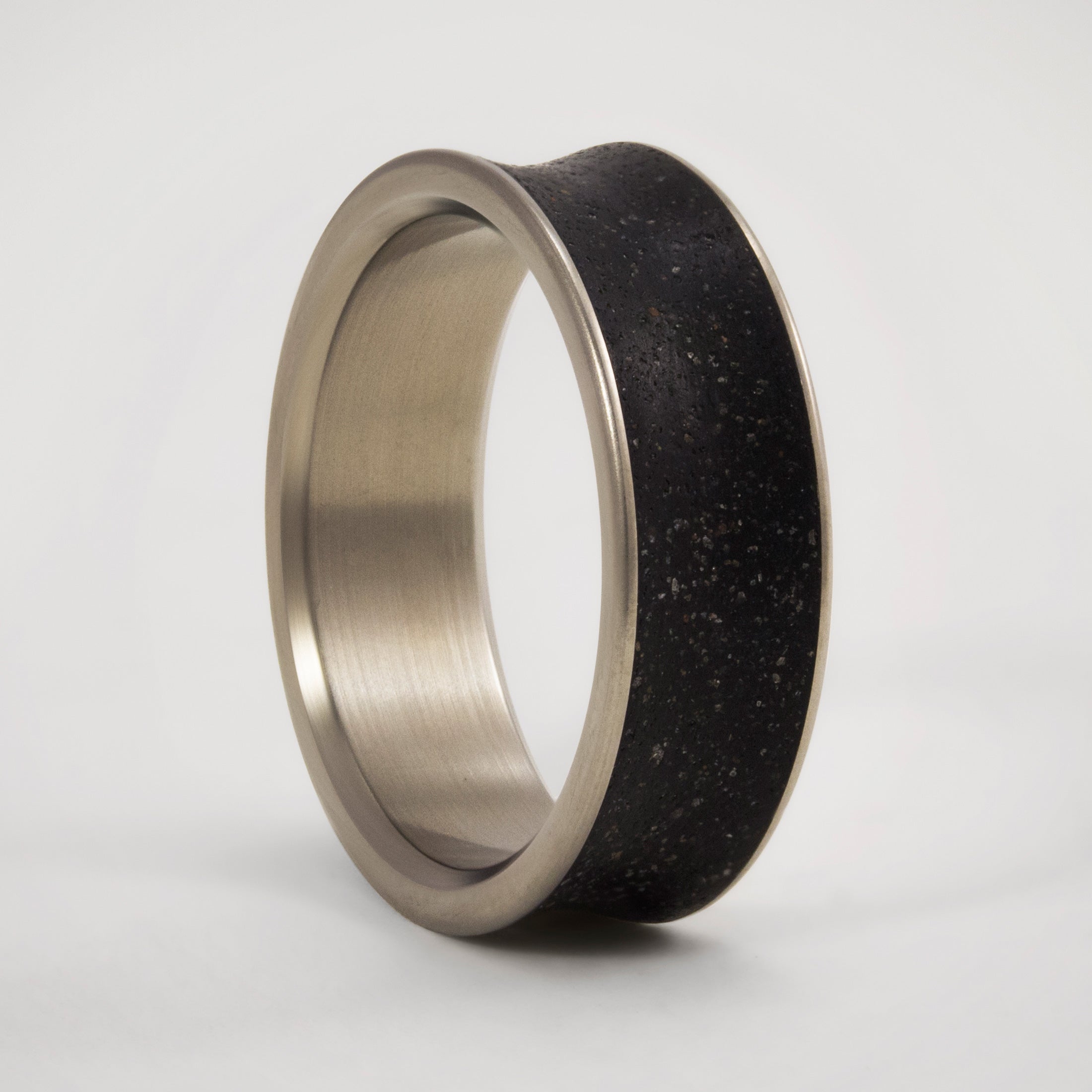 Black concrete and titanium Men Ring